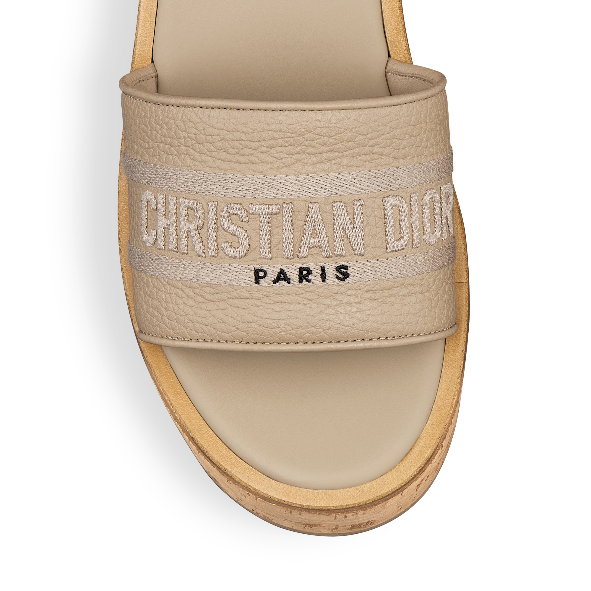Dway Platform Slide Powder Beige Grained Calfskin E09