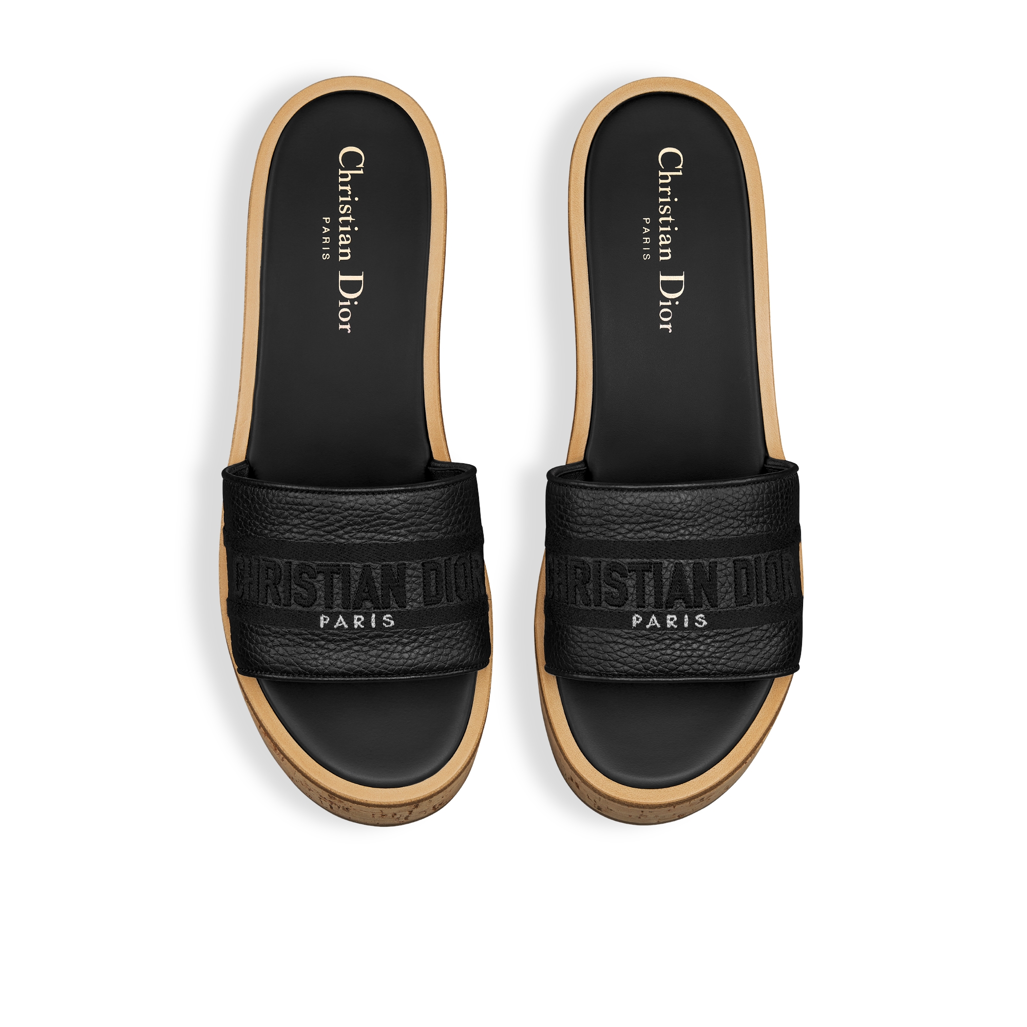 Slide plataforma Dway Couro de vitelo granulado preto E06