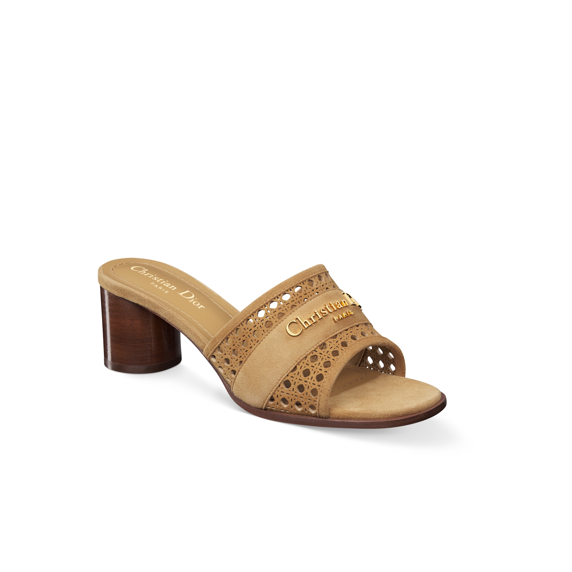 Christian Dior ベージュ パール装飾 ミュールsale Dior Tribales Heeled Sandal Blush Satin | DIOR