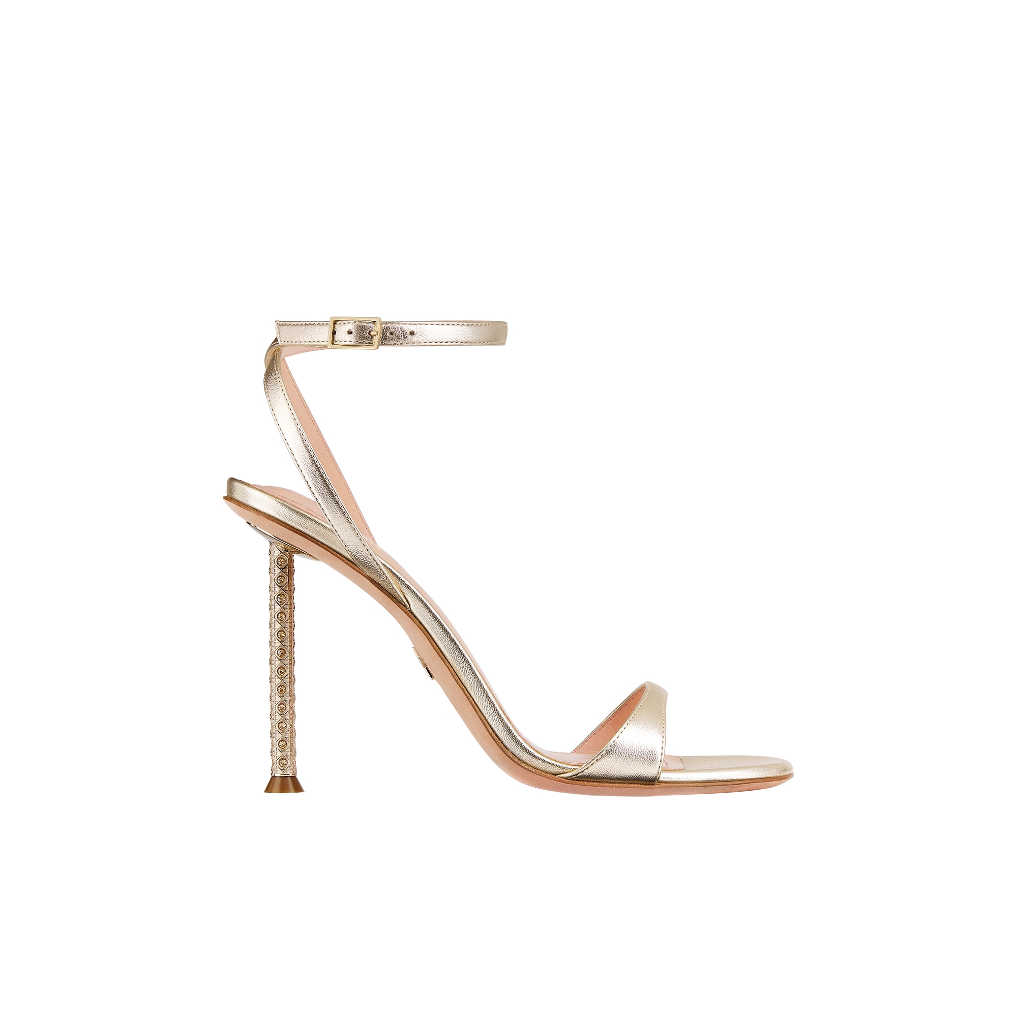 Dior Icon Heeled Sandal Gold-Tone Laminated Lambskin | DIOR