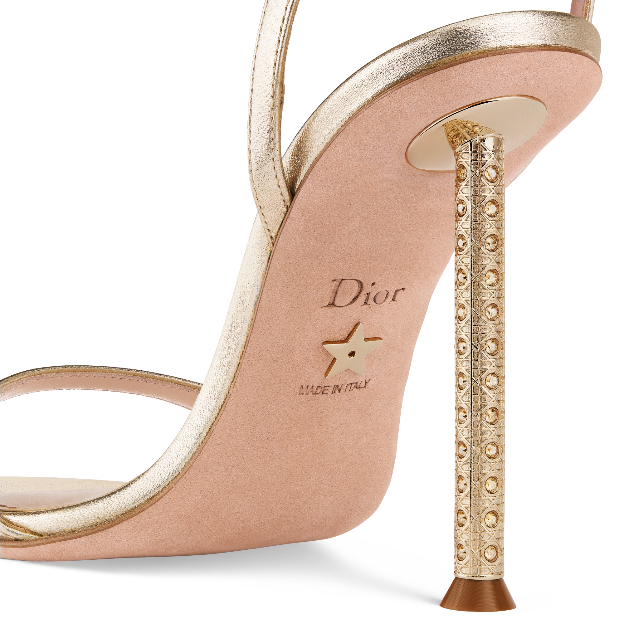 Dior Icon-sandaal met hak Goudkleurig gelamineerd lamsleer | DIOR