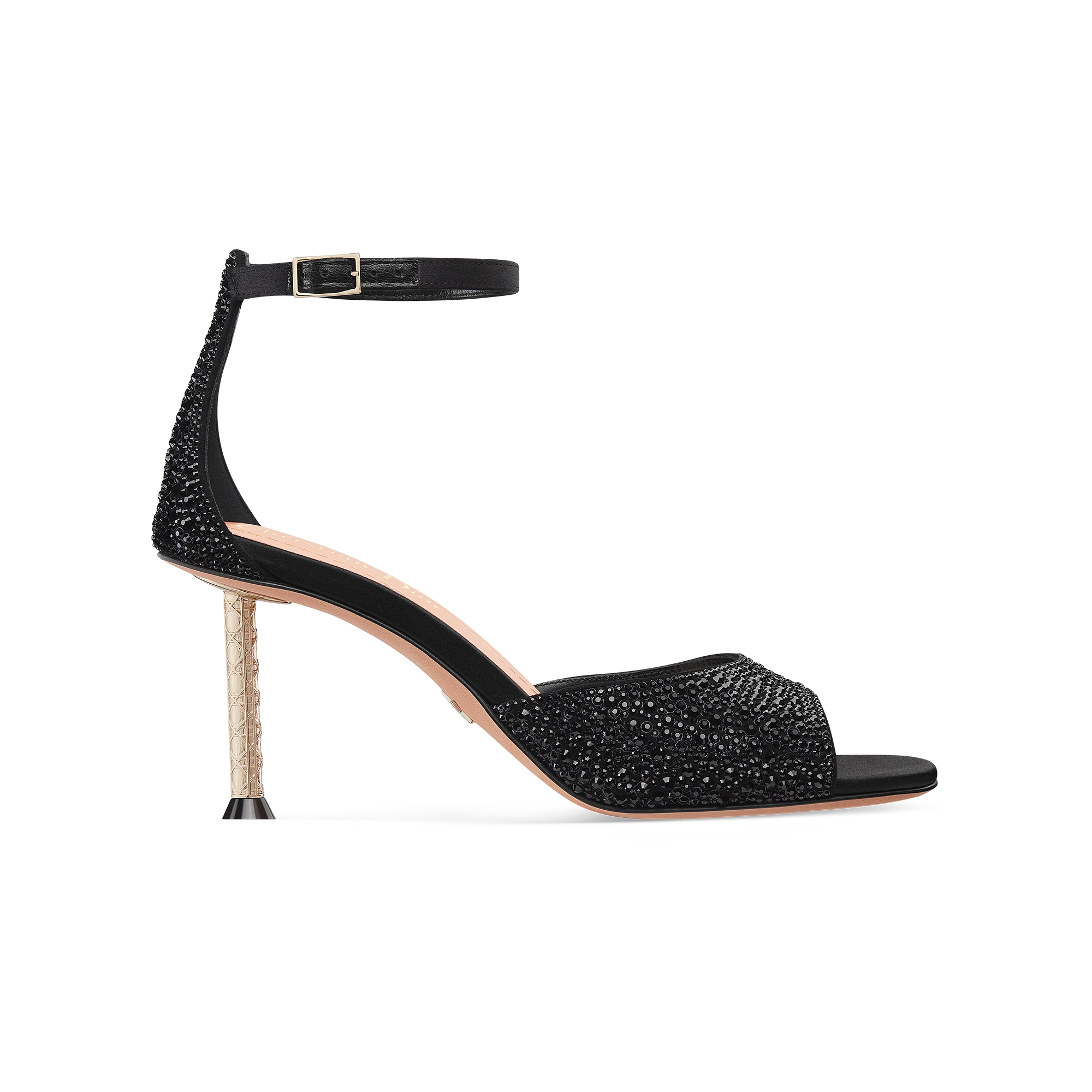 Dior Icon Heeled Sandal Black Suede Goatskin and Strass E02