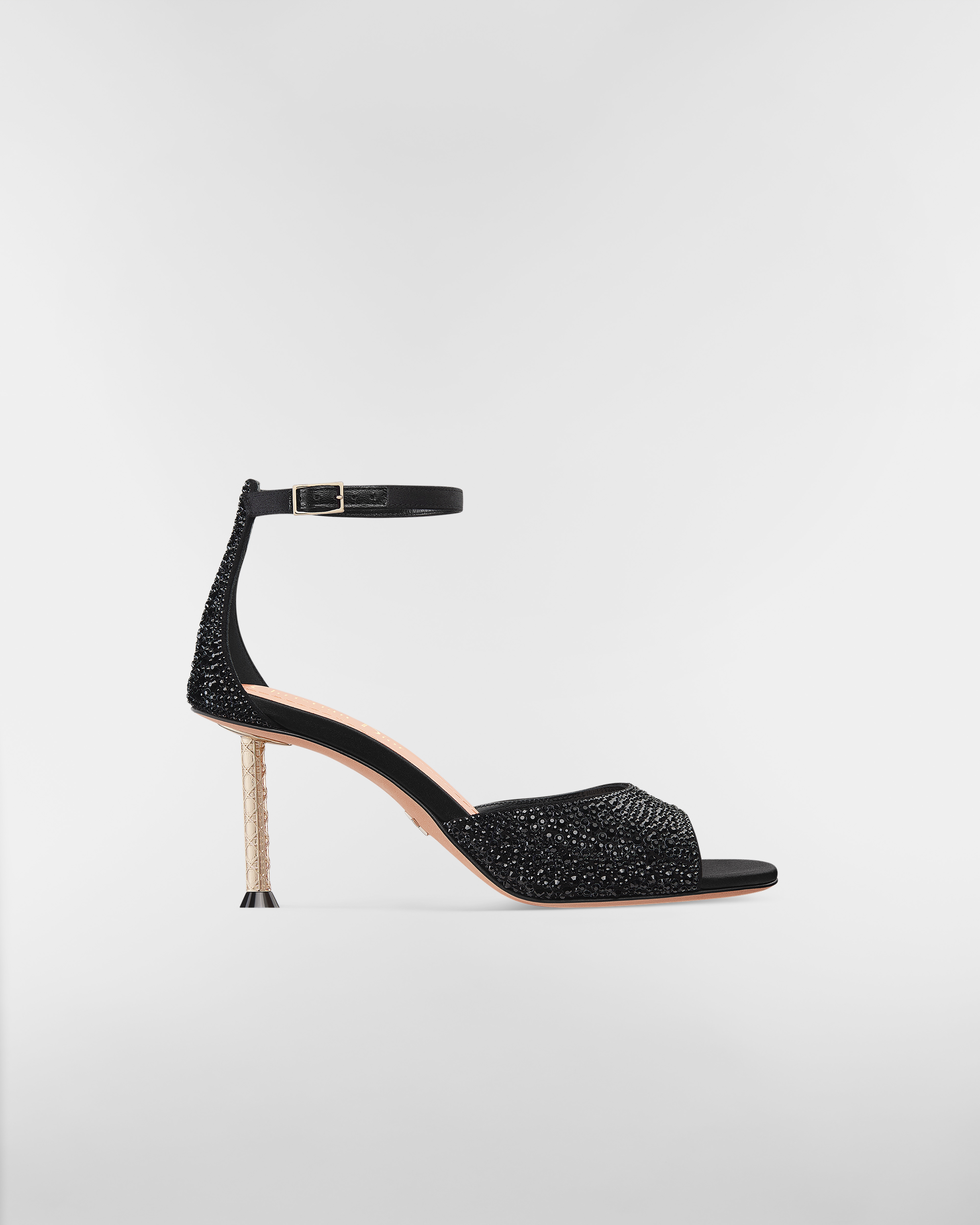 Dior Icon Heeled Sandal Black Suede Goatskin and Strass E02