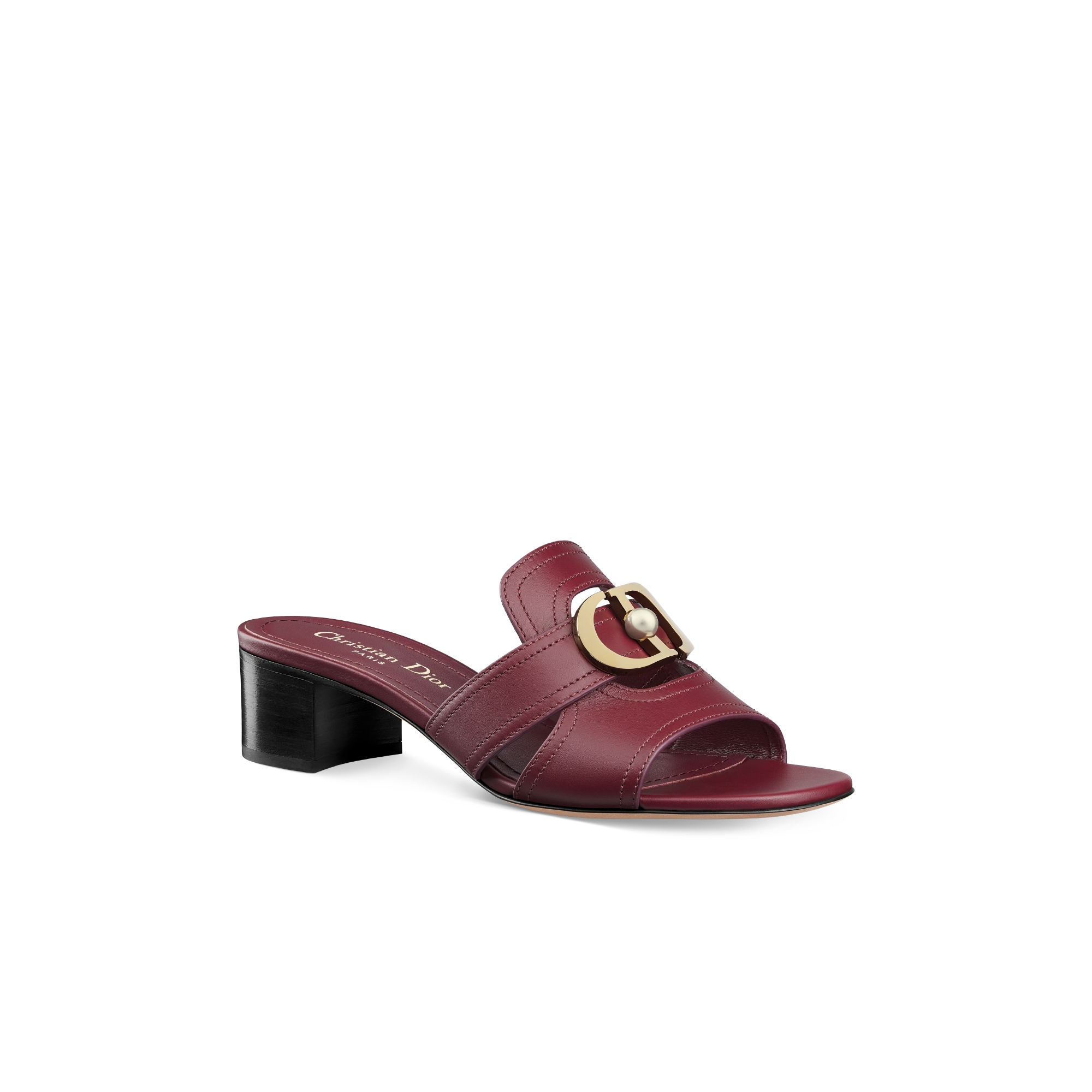 30 Montaigne Heeled Slide Deep Burgundy Calfskin E03