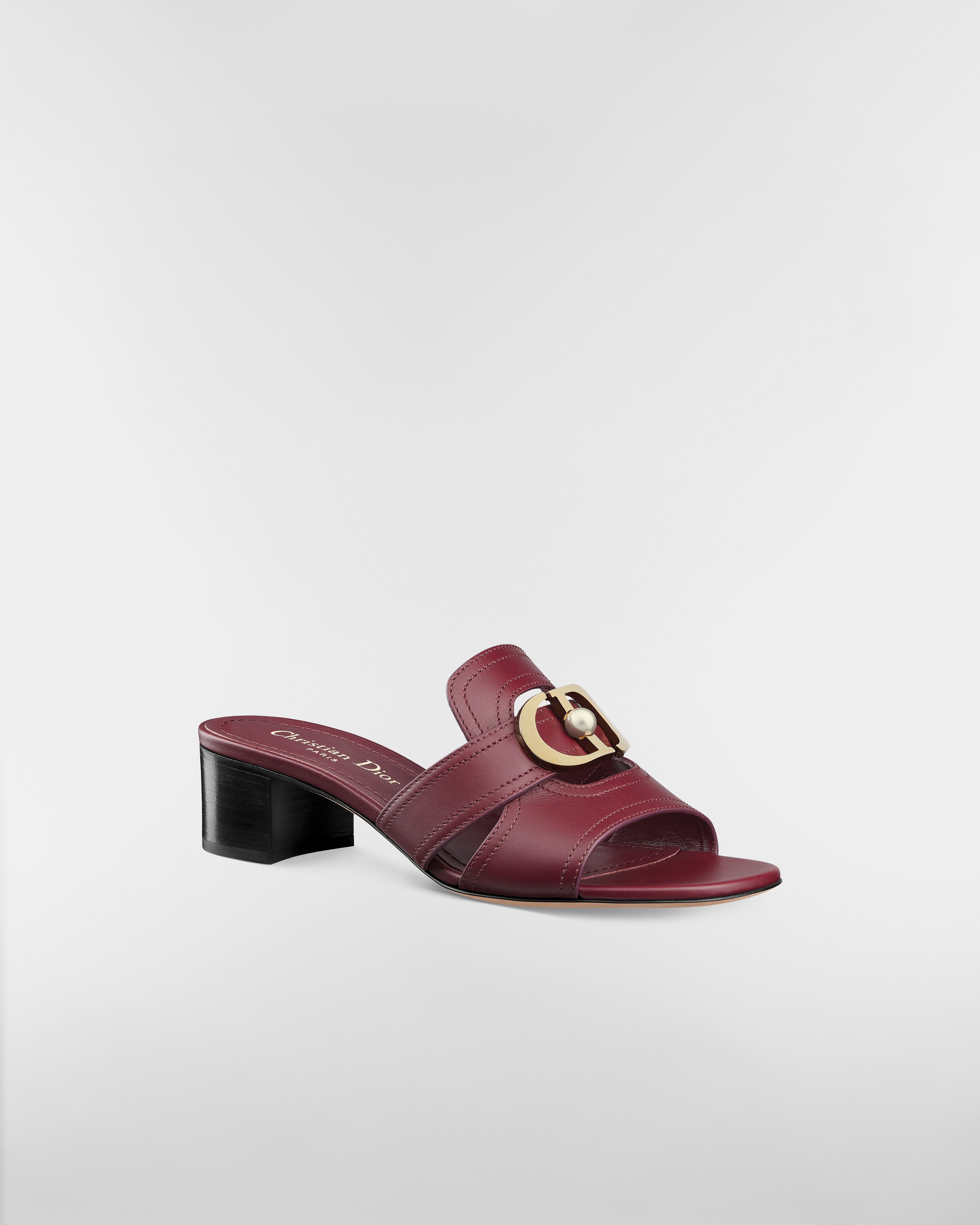 30 Montaigne Heeled Slide Deep Burgundy Calfskin E03