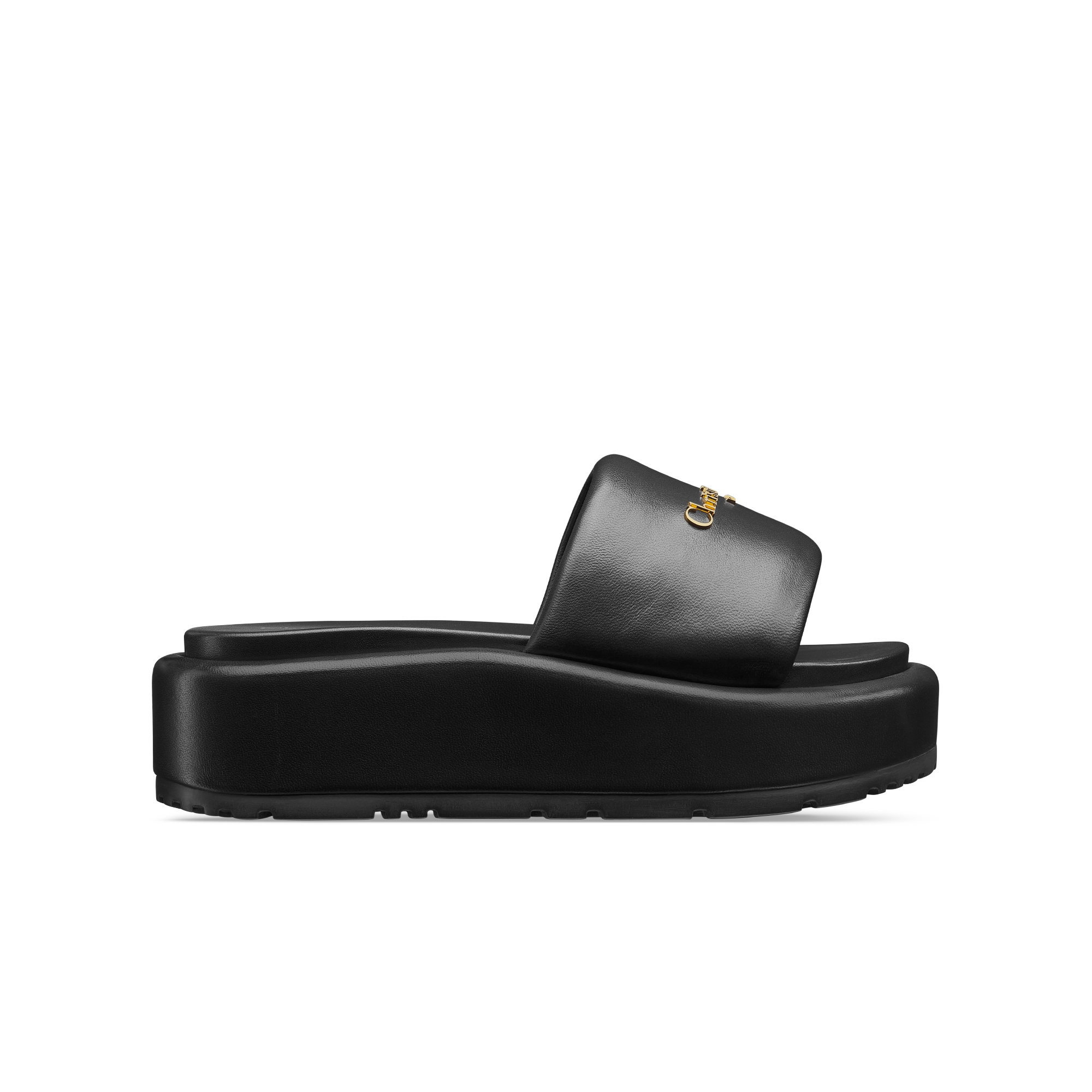 D-Lane Platform Slide Black Padded Lambskin E02