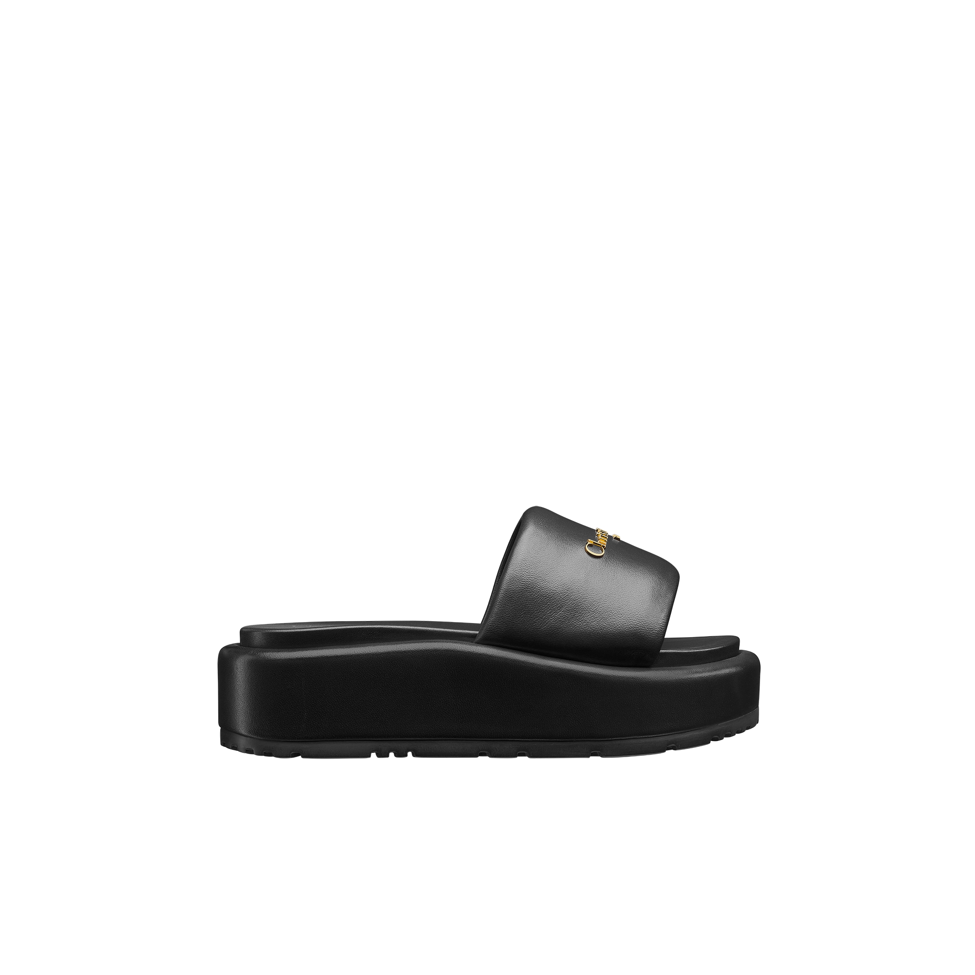 Christian Dior ブラック ミュール 35 (22.5〜23cm) CHRISTIAN DIOR D-Dior Black Canvas Leather Pointed Toe Gold Flat