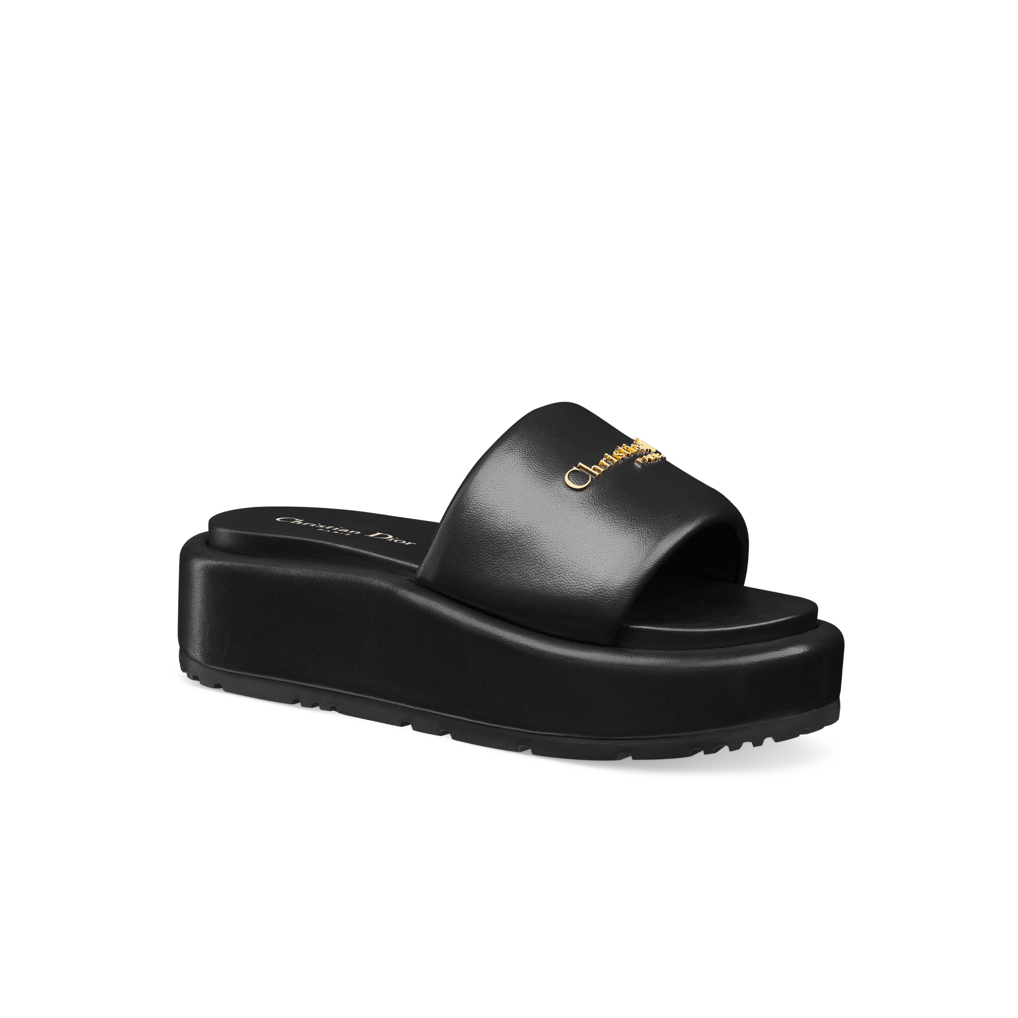 D-Lane Platform Slide Black Padded Lambskin | DIOR