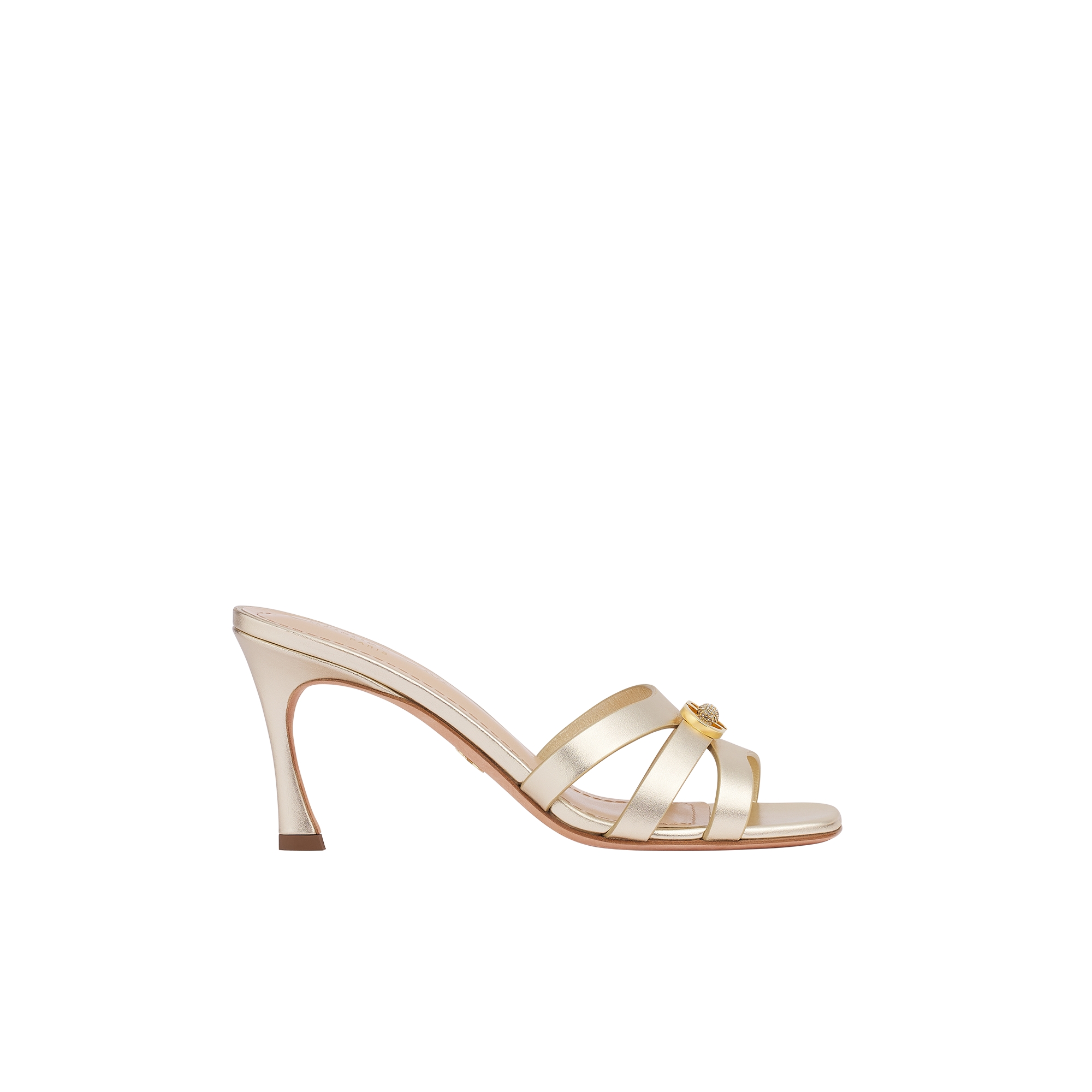 Dior Or 30M Heeled Slide Gold-Tone Laminated Calfskin | DIOR