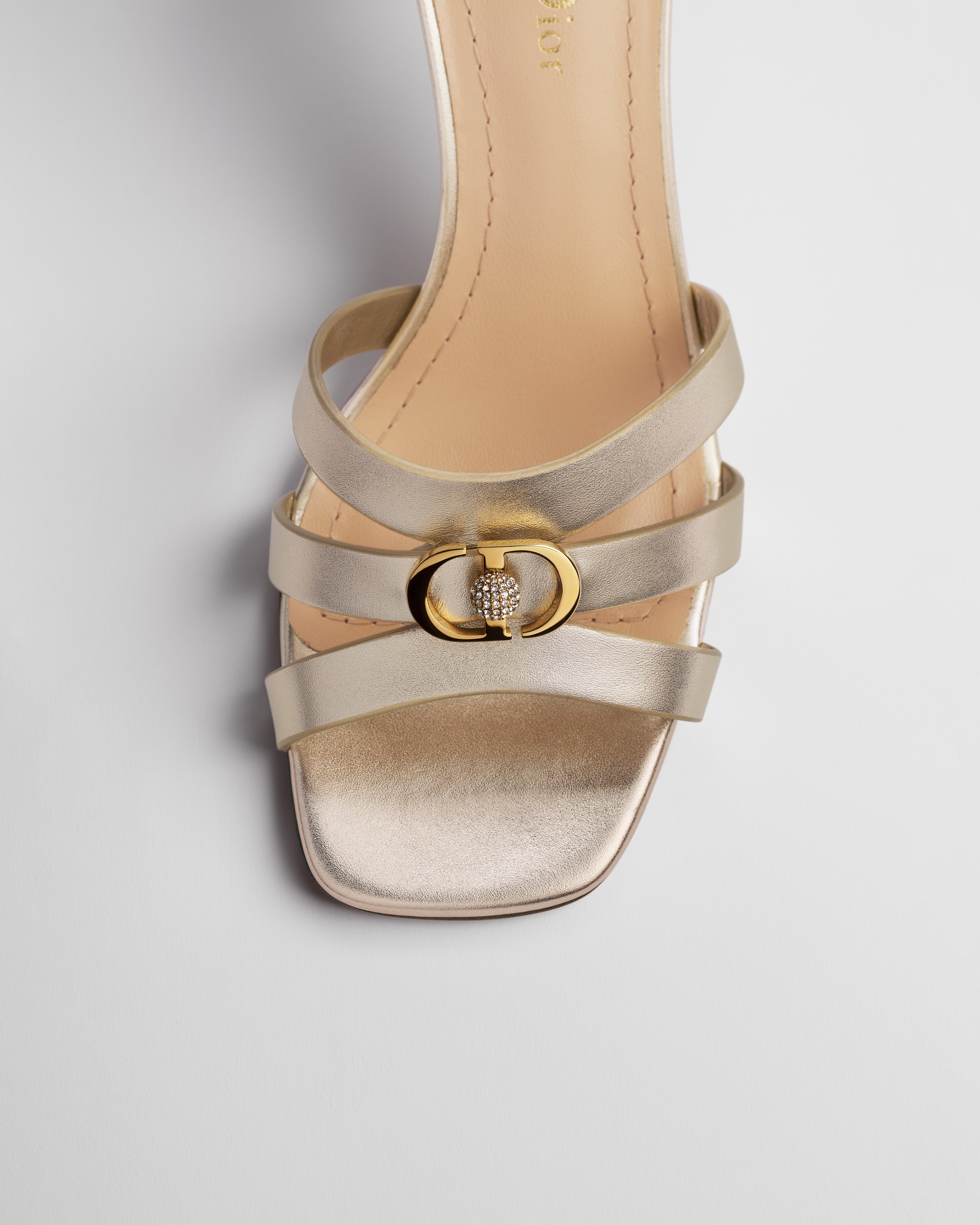 Dior Or 30M Heeled Slide Gold-Tone Laminated Calfskin E10