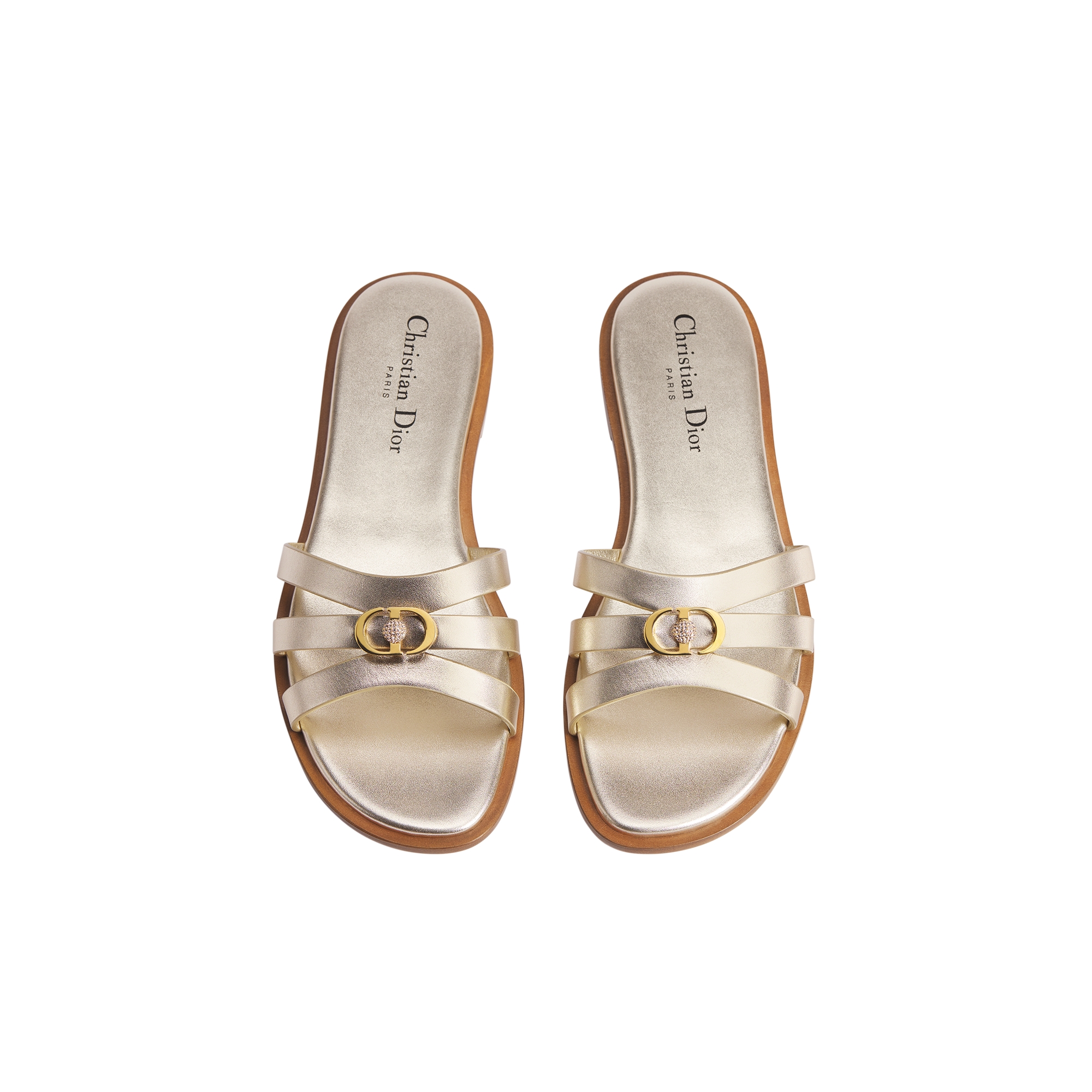 Dior Or 30M Slide Gold-Tone Laminated Calfskin E06