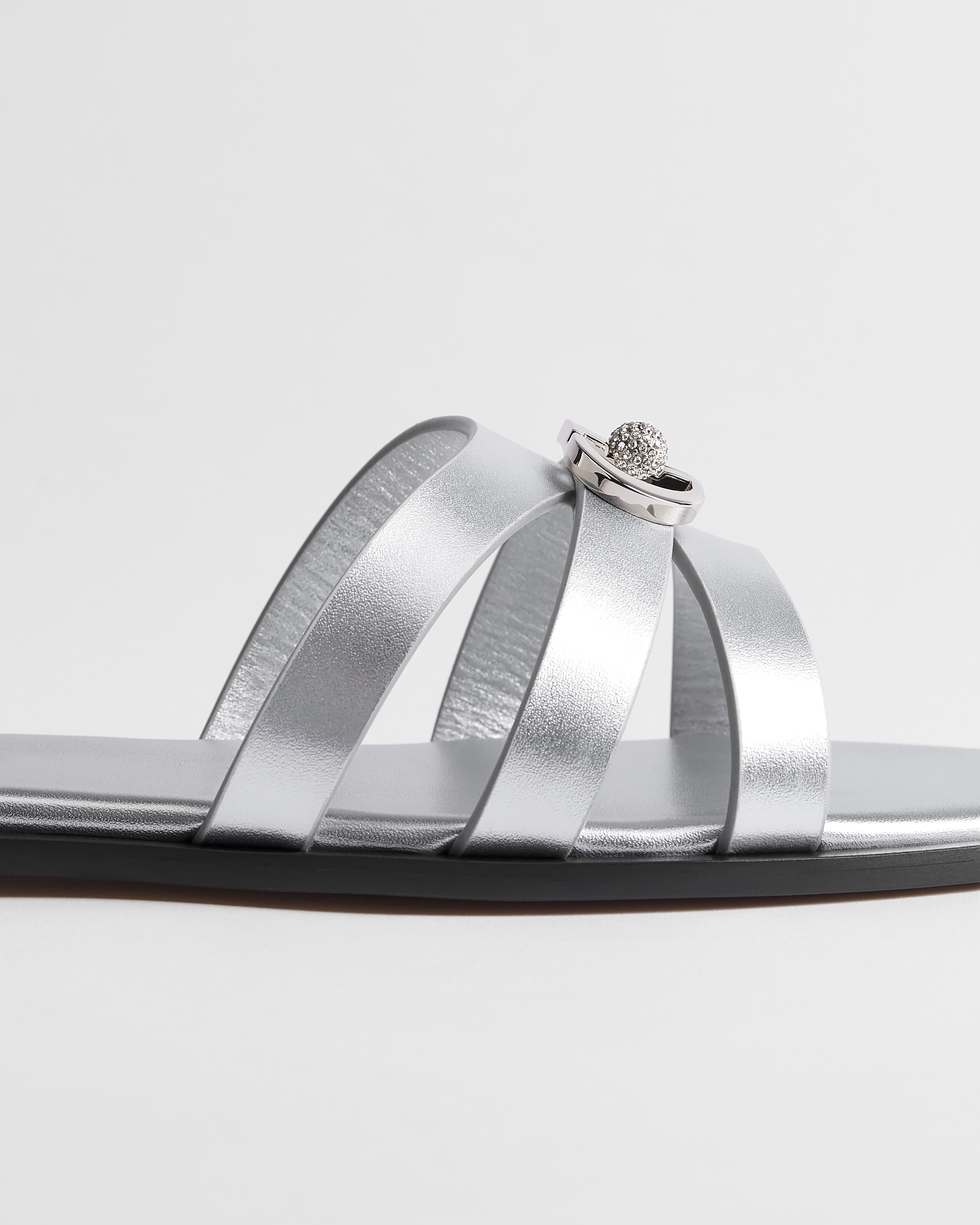 Dior Or 30M Slide Silver-Tone Laminated Calfskin E09