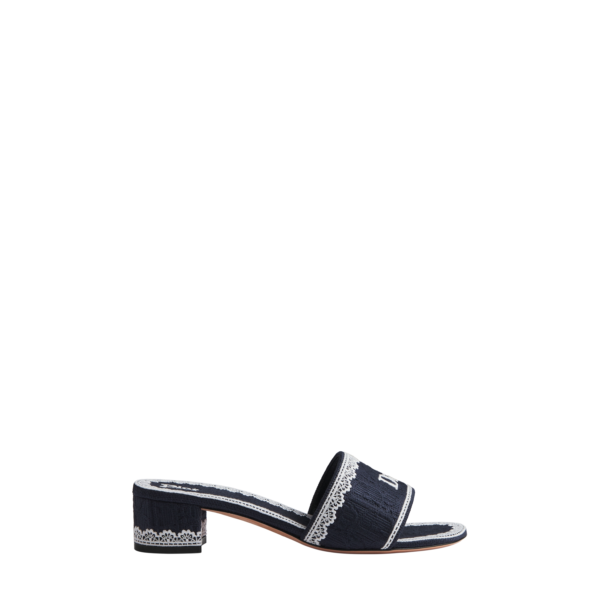 Navy Blue Dior Oblique Embroidered Cotton and White Lace