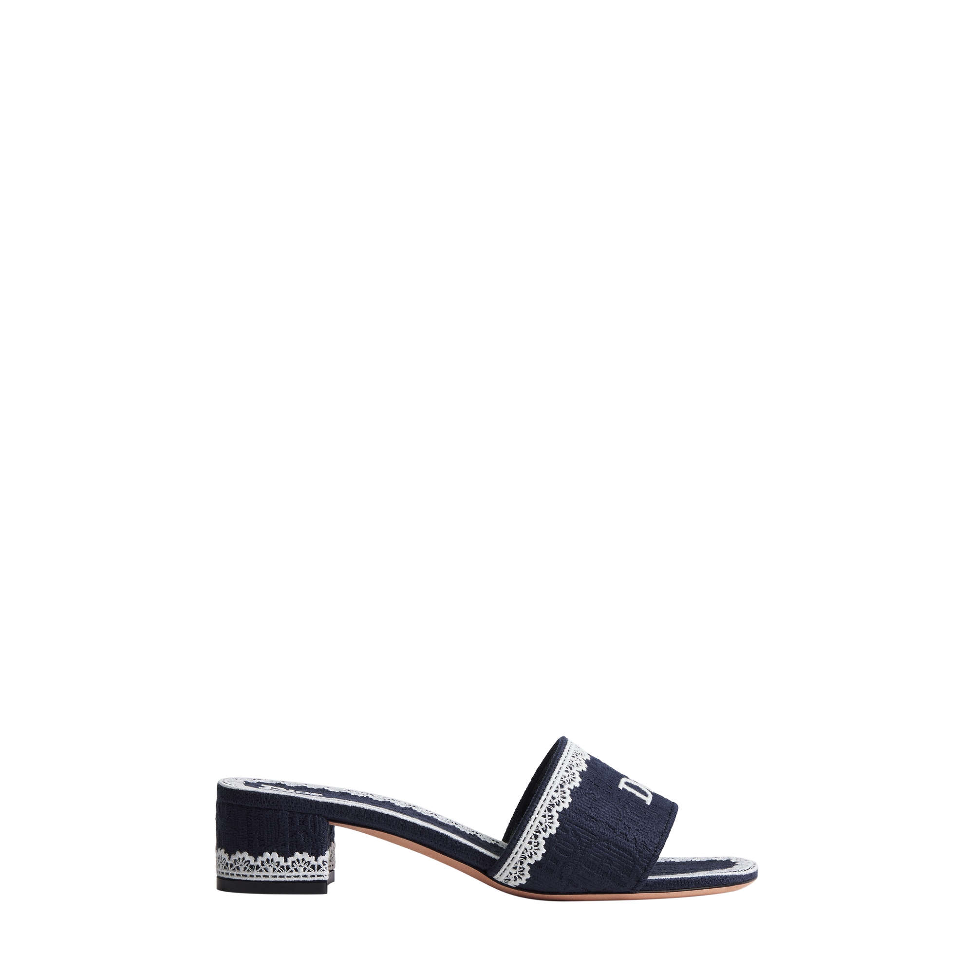  Blue Dior Oblique Embroidered Cotton and White Lace