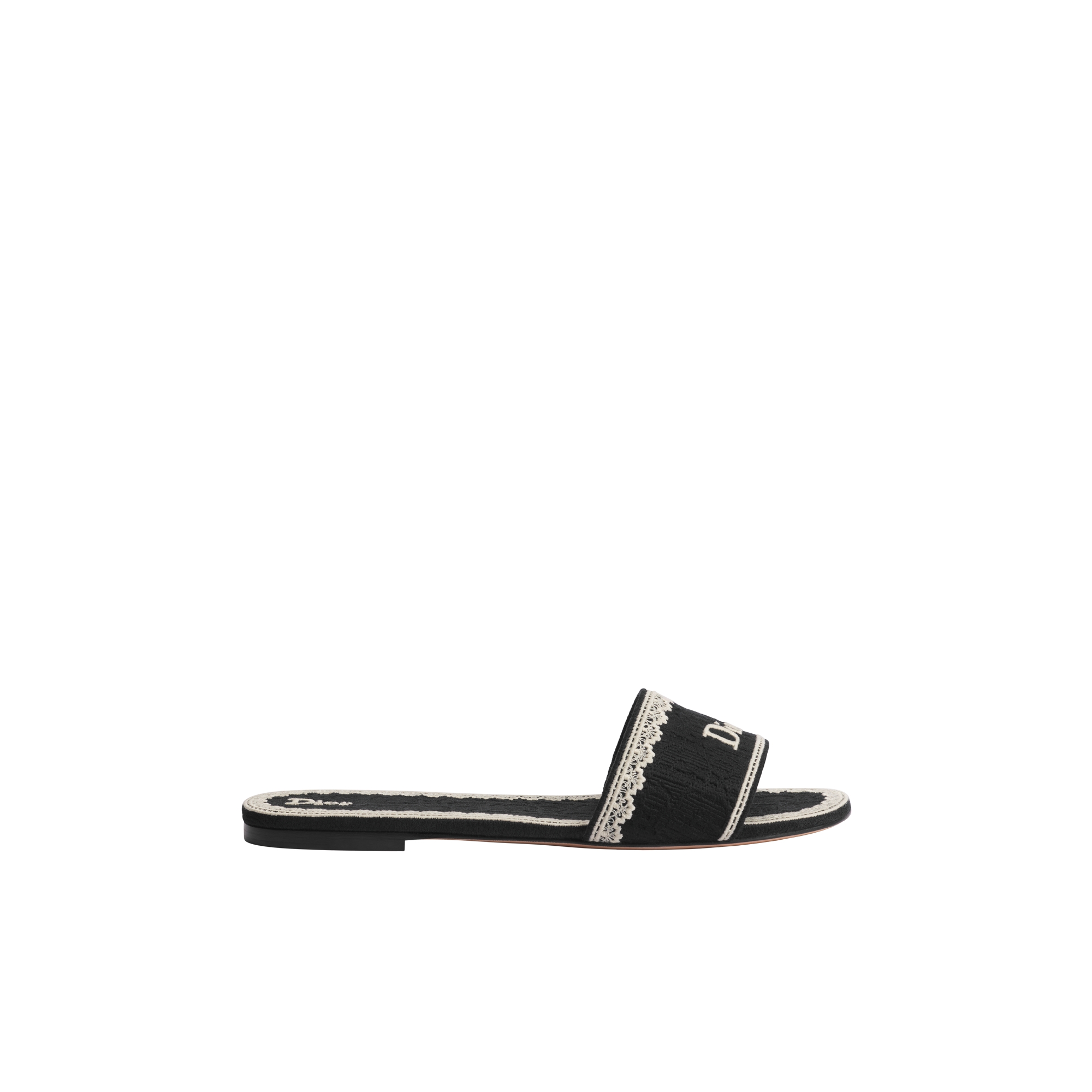  Black Dior Oblique Embroidered Cotton and Beige Lace
