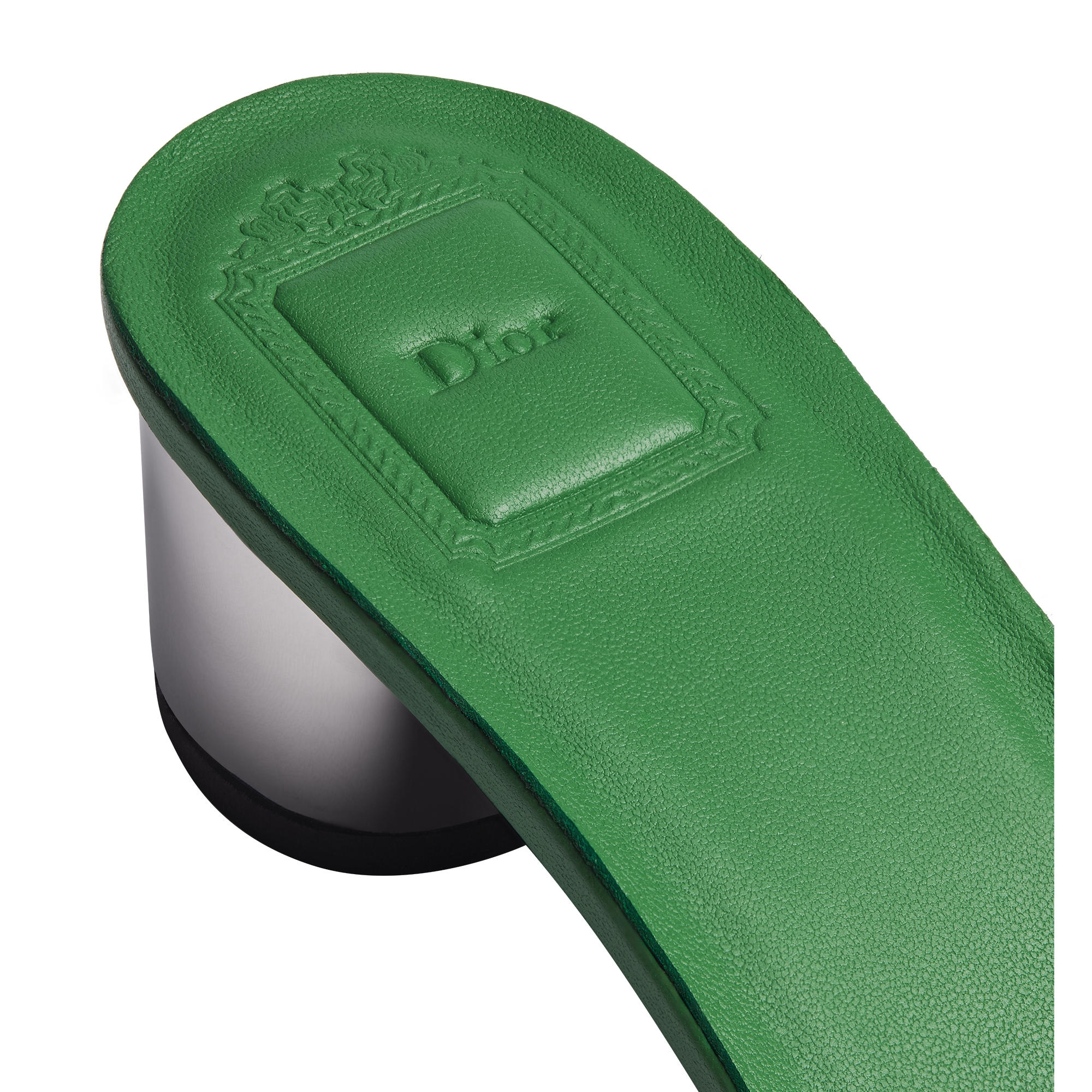 Dior Bloom Heeled Slide Green Dior Clover Embroidered Lambskin E09