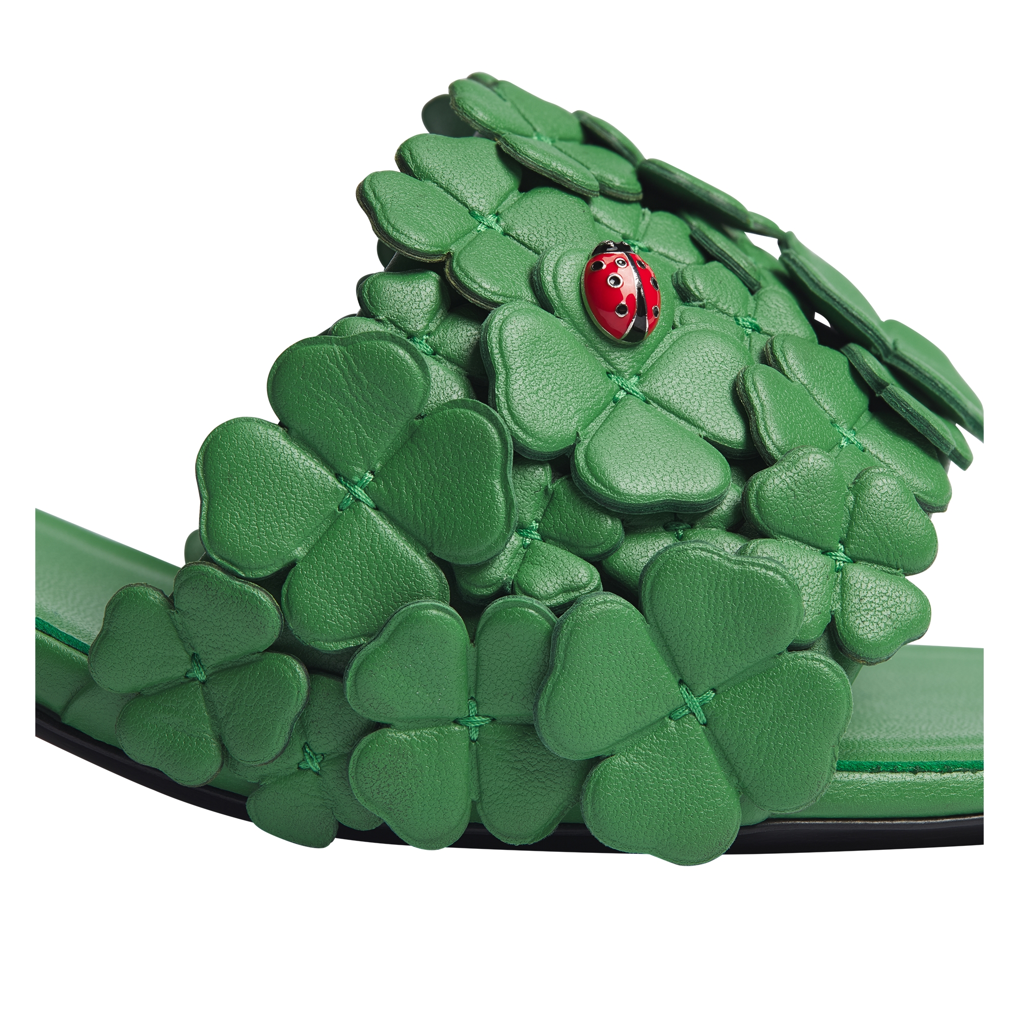 Dior Bloom Heeled Slide Green Dior Clover Embroidered Lambskin E10