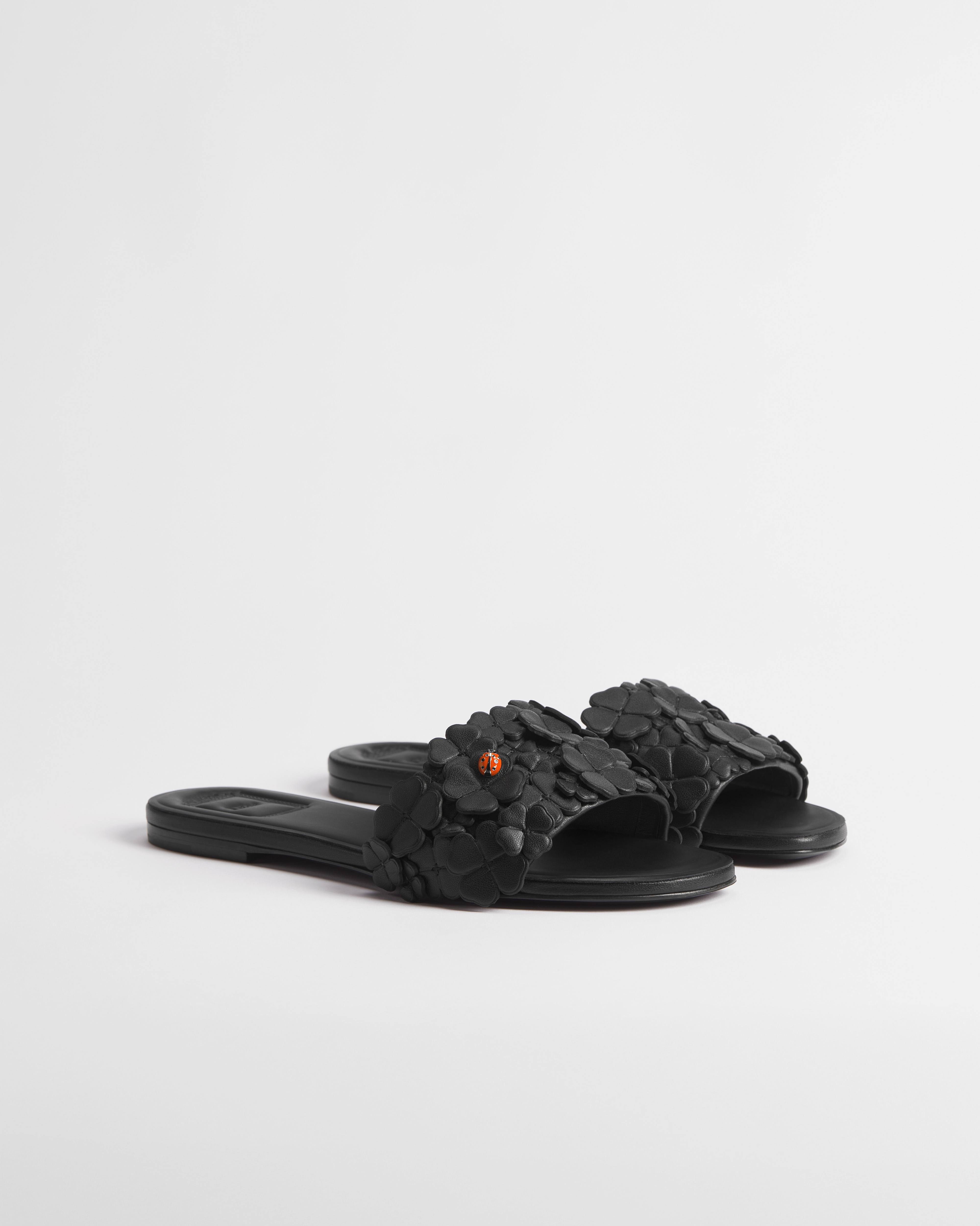 Mule Dior Bloom Piel de cordero con bordado Dior Clover en negro E03