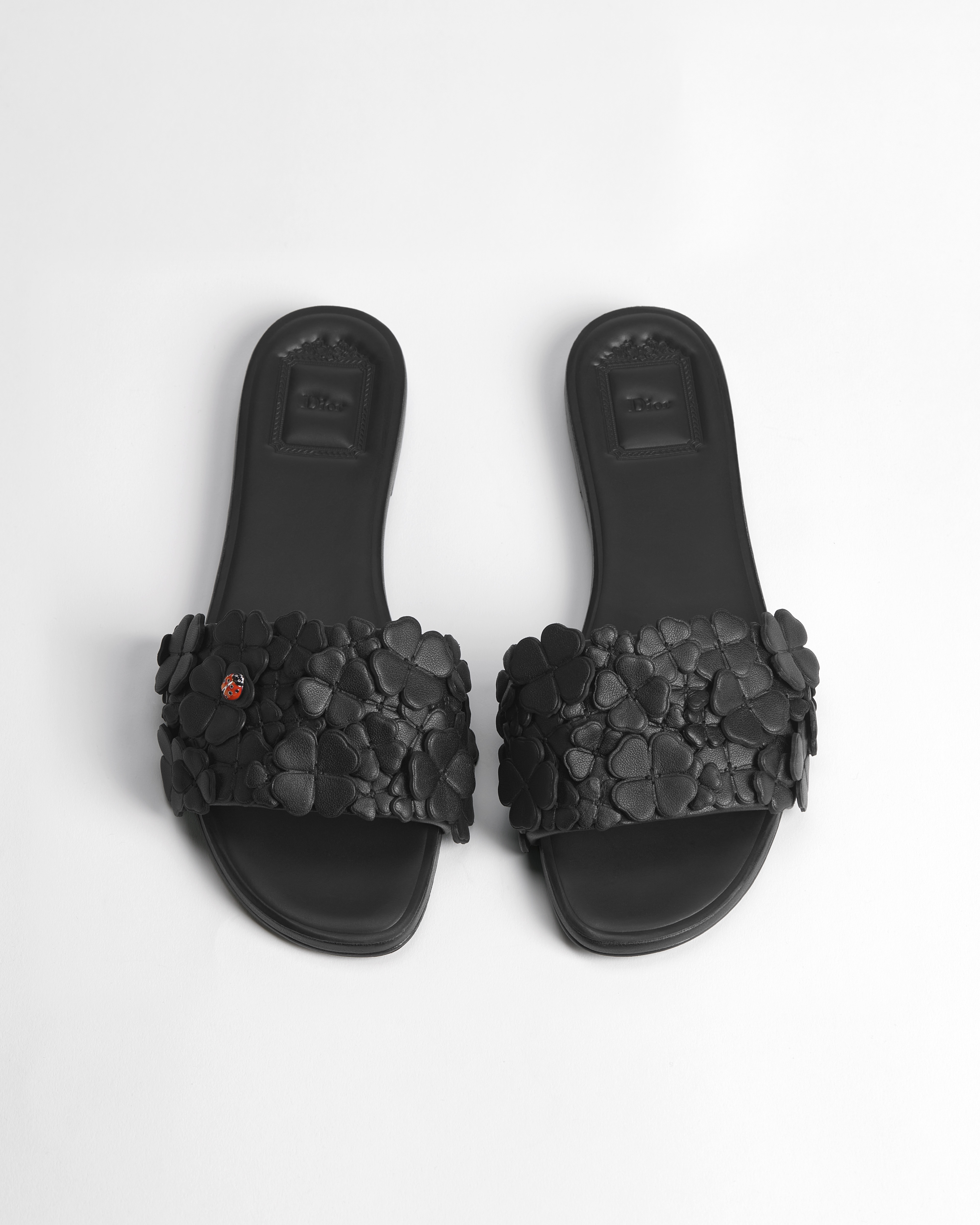 Mule Dior Bloom Piel de cordero con bordado Dior Clover en negro E06