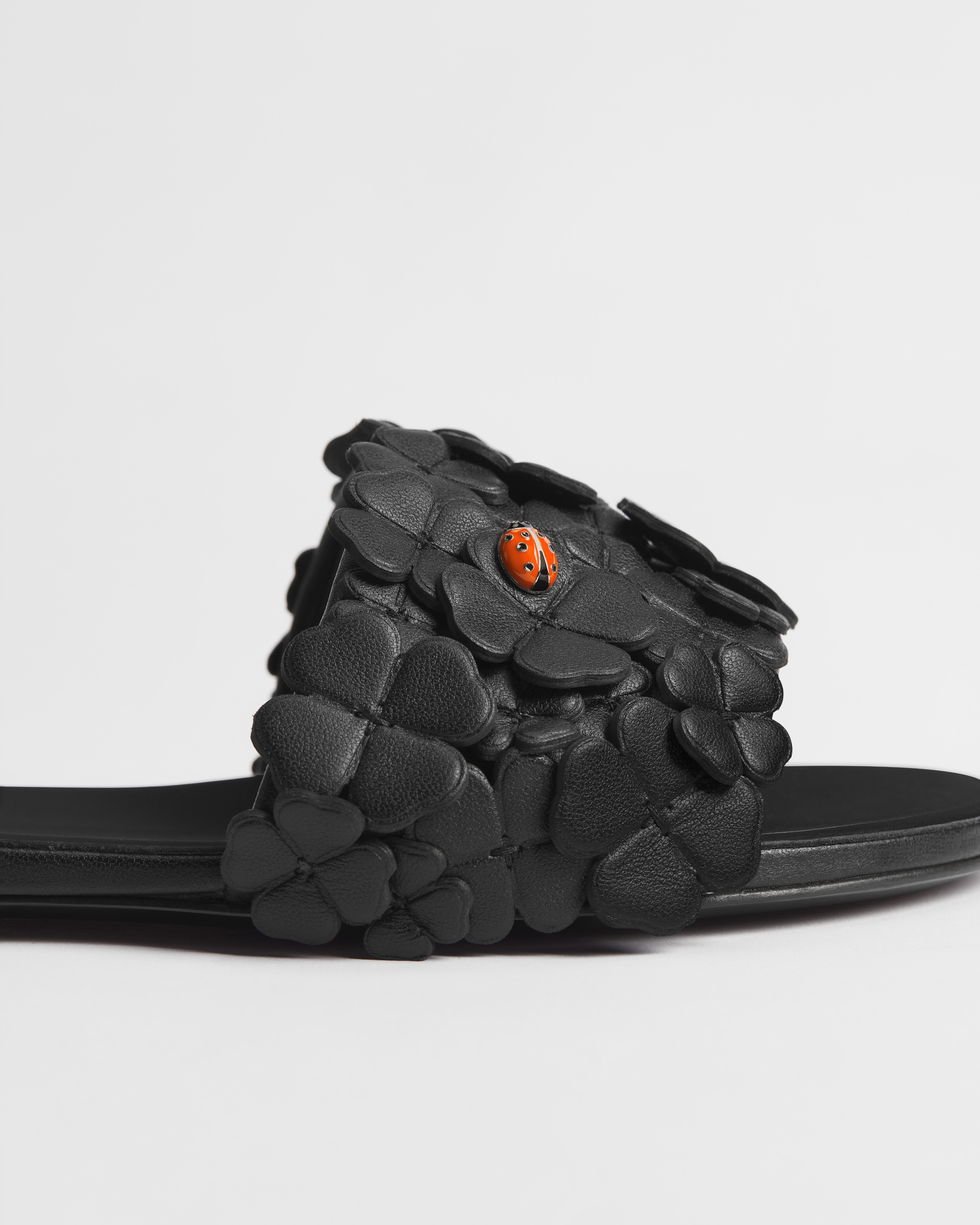 Dior Bloom Slide Black Dior Clover Embroidered Lambskin E09