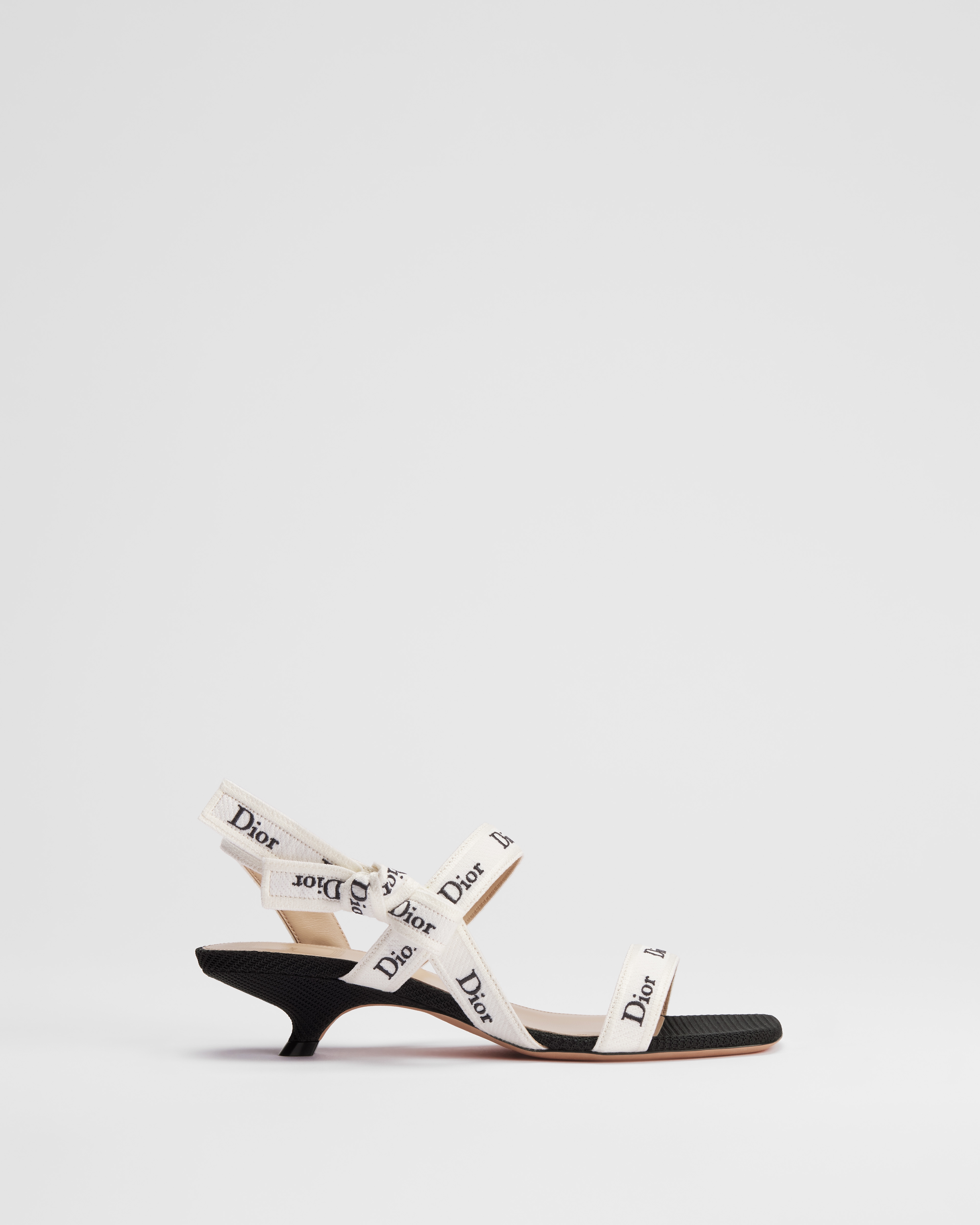 J'Adior Sandal with Straps Black Embroidered Cotton E02