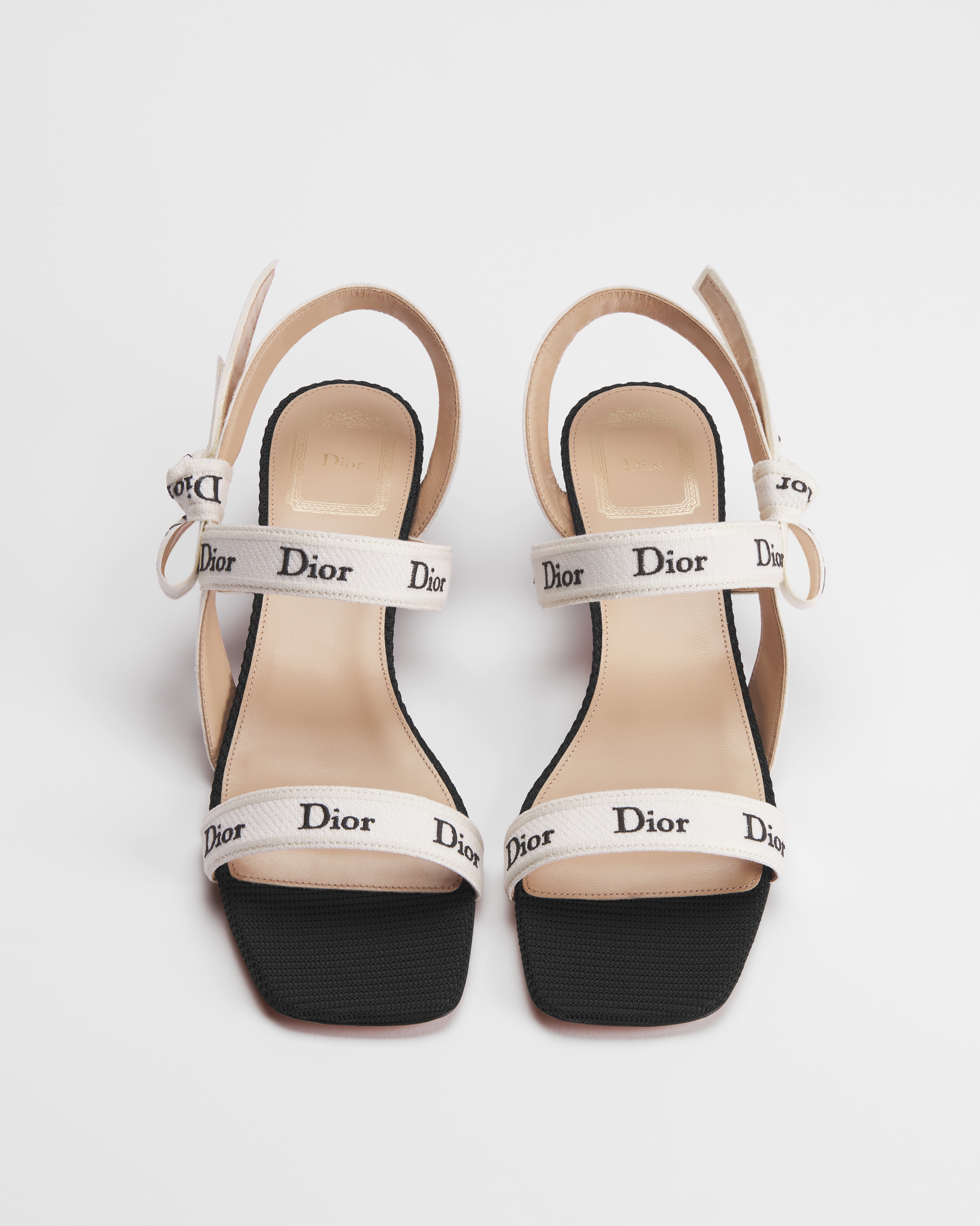 Sandal with J'Adior Straps Black Embroidered Cotton E06