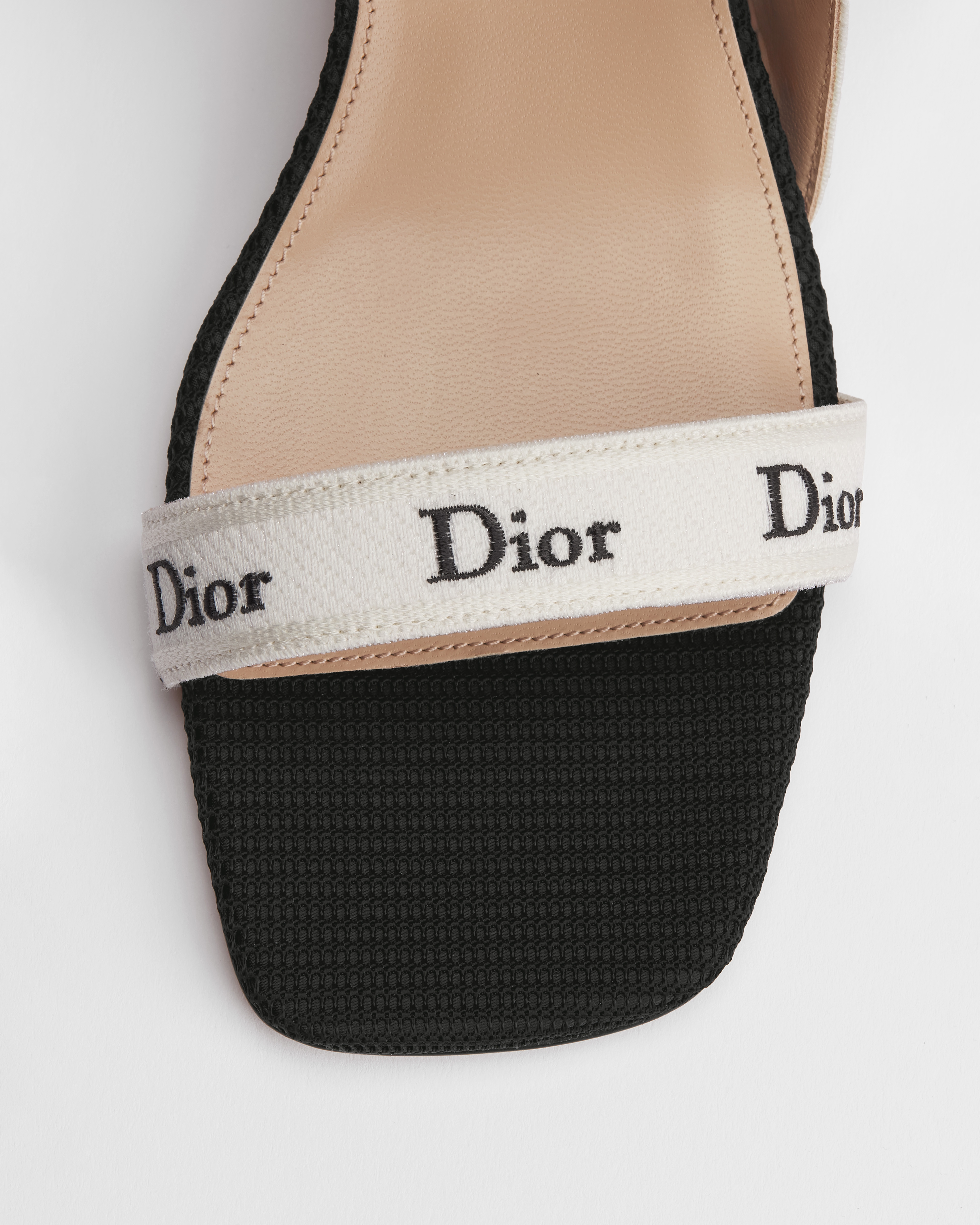 Sandal with J'Adior Straps Black Embroidered Cotton E09