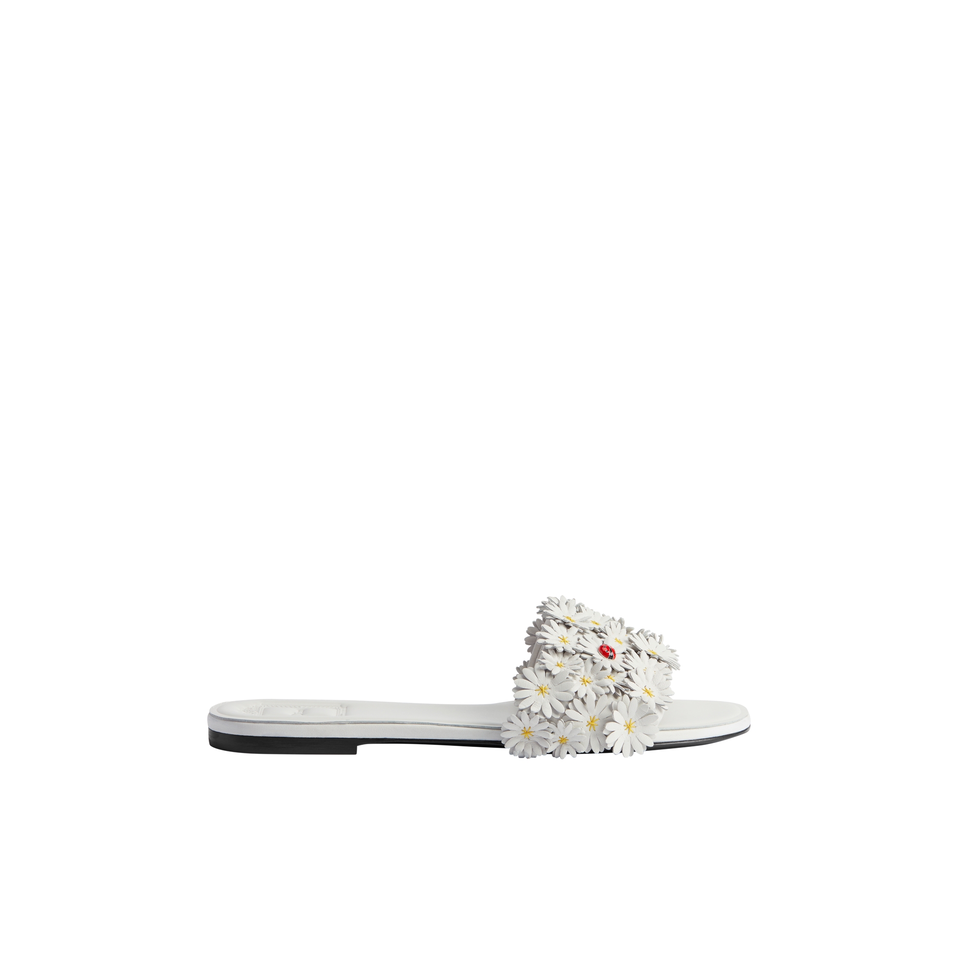 Dior Bloom Slide White Dior Daisy Embroidered Lambskin | DIOR