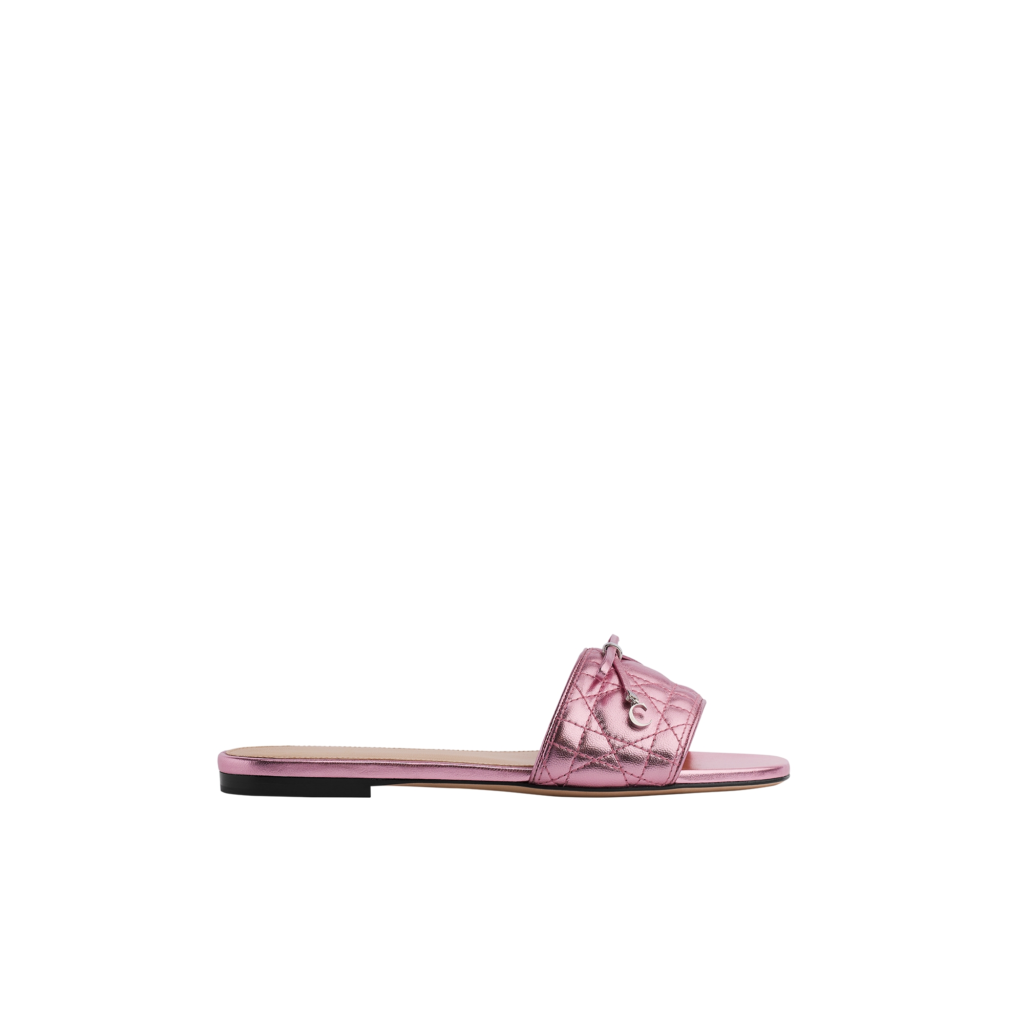 Dior Or Dior Cannage Slide Pink Laminated Lambskin with Quilted