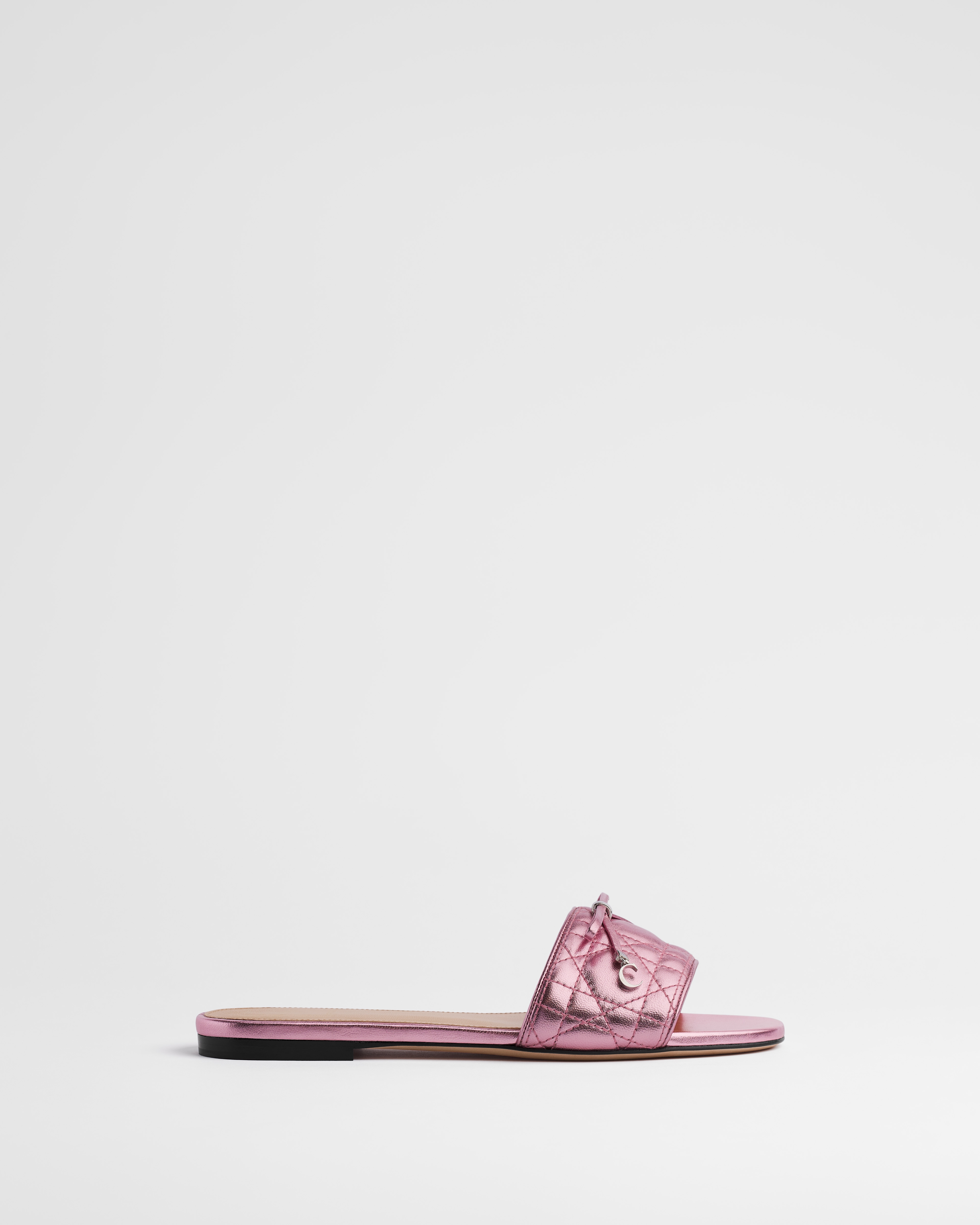 Dior Or Dior Cannage Slide Pink Laminated Lambskin with Quilted Cannage Motif E02