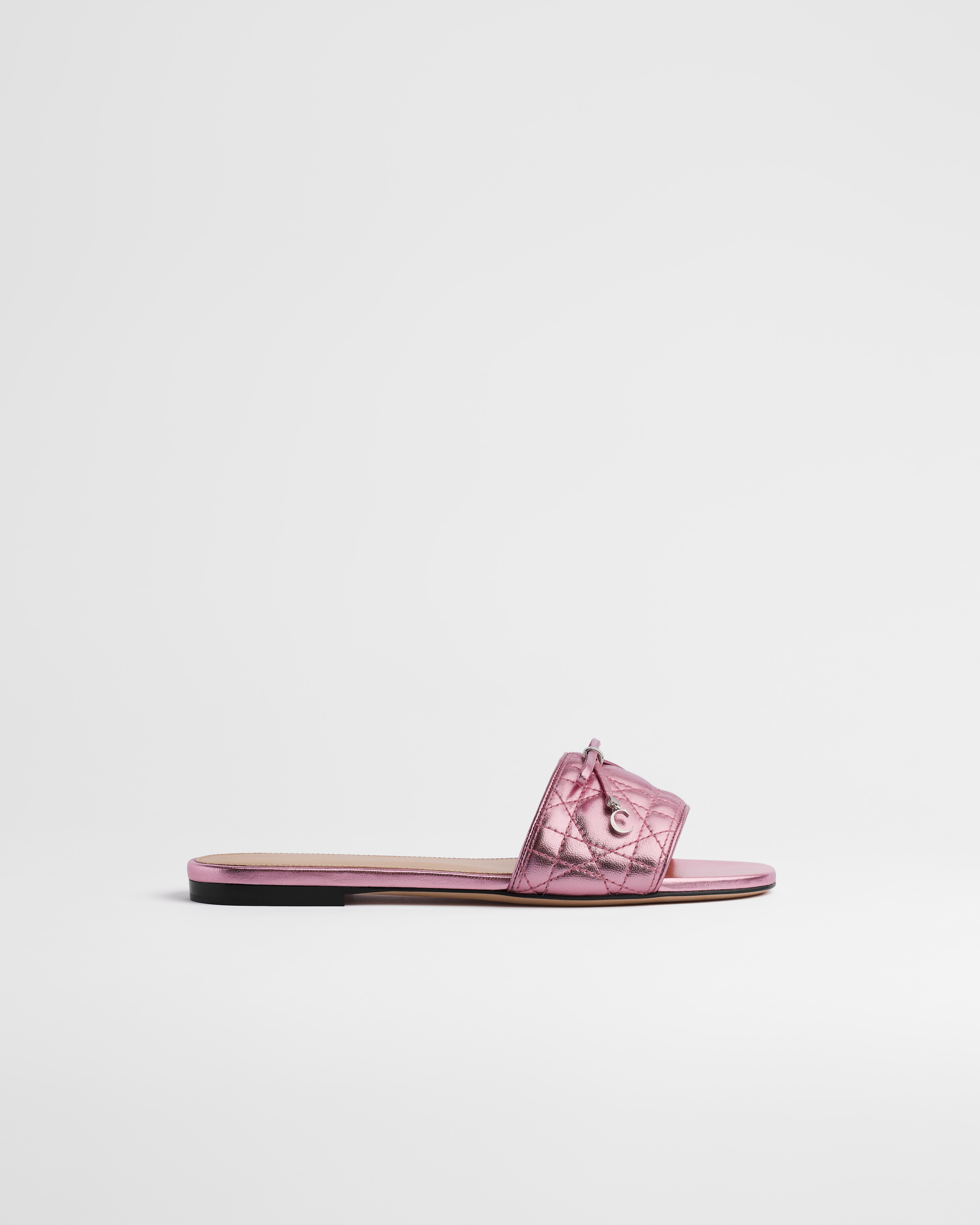 Dior Or Dior Cannage Slide Pink Laminated Lambskin with Quilted Cannage Motif E02