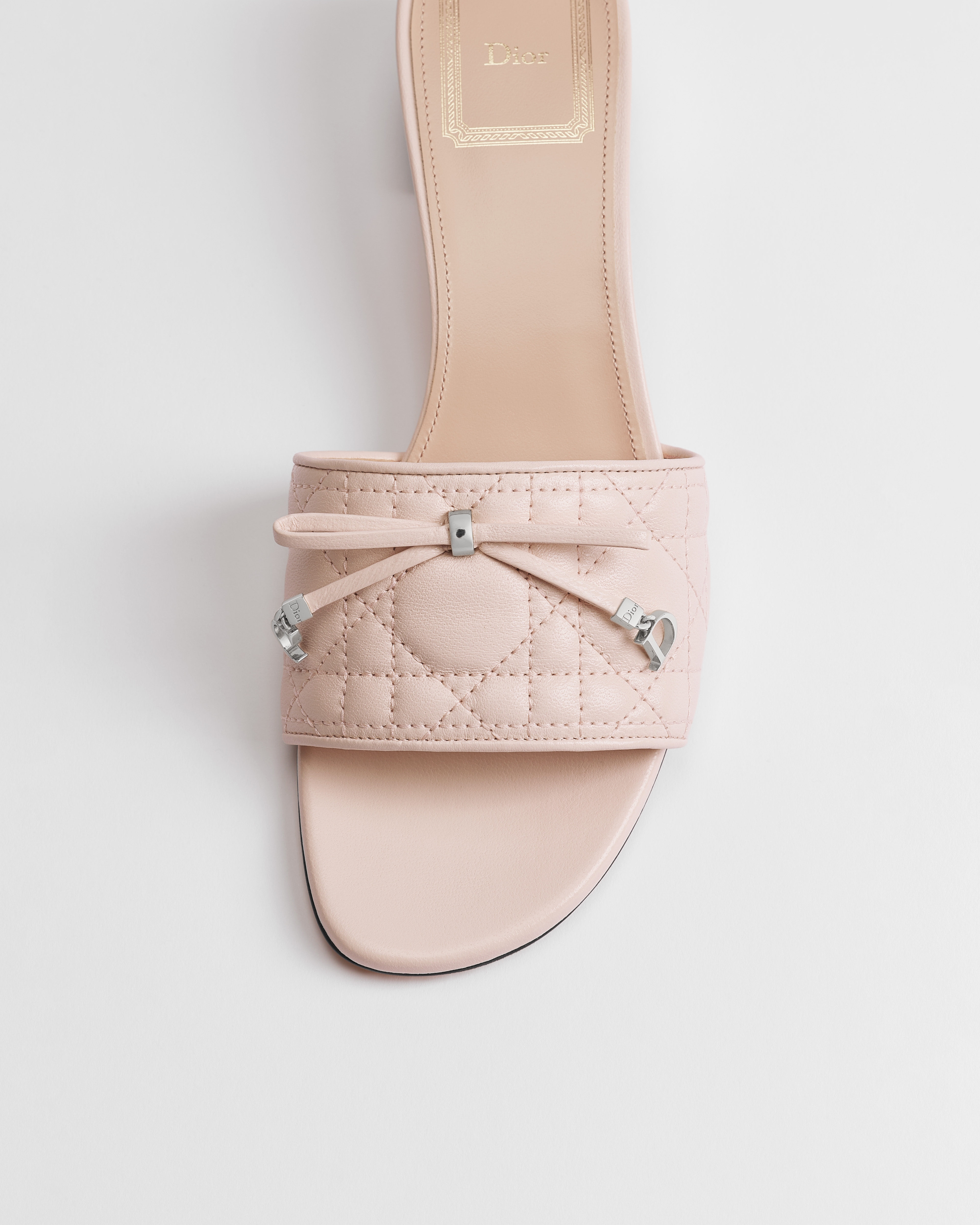 Dior Cannage Heeled Slide Dragée Pink Quilted Cannage Lambskin E09