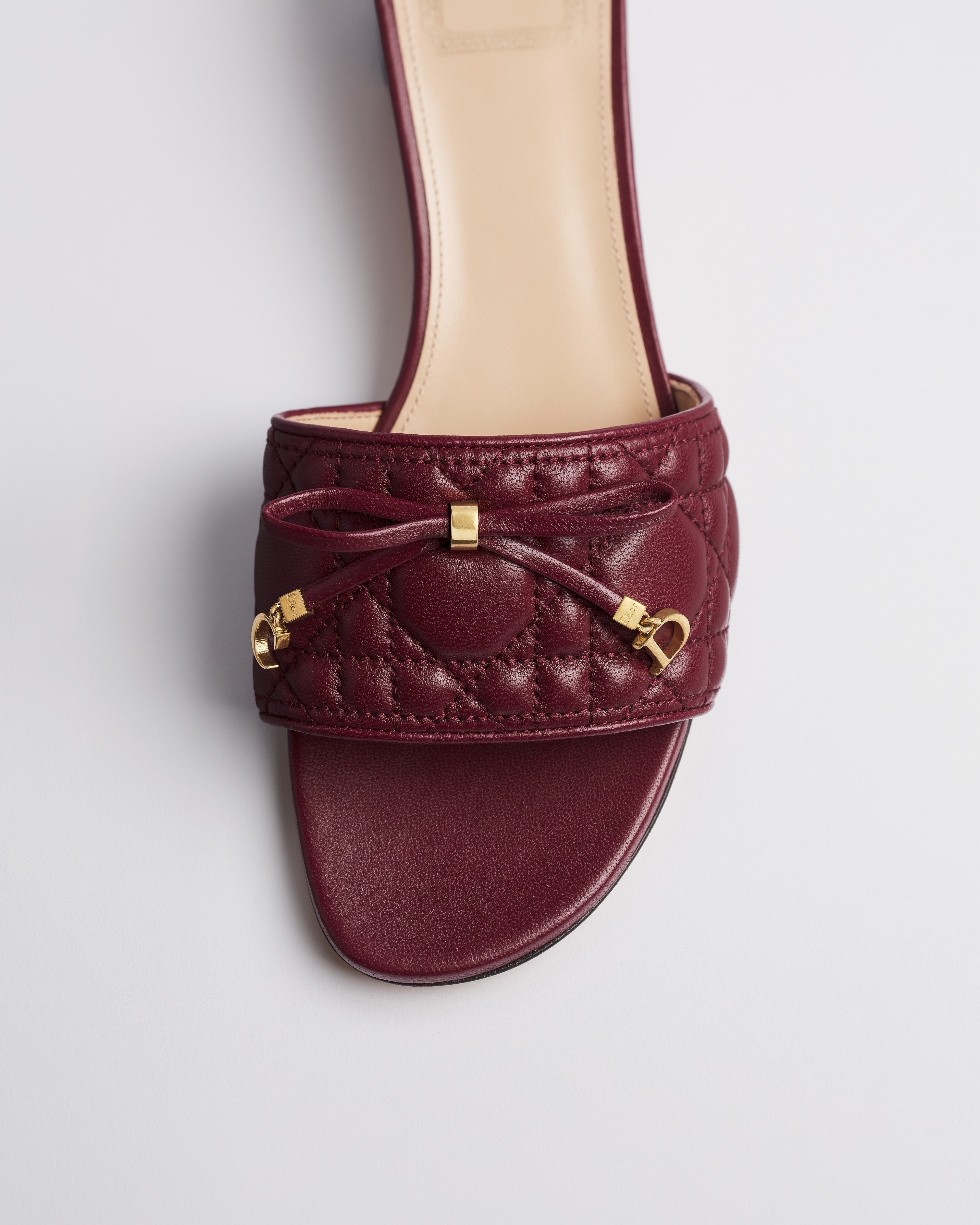 Dior Or Dior Cannage Heeled Slide Rouge Hermitage Quilted Cannage Lambskin E10