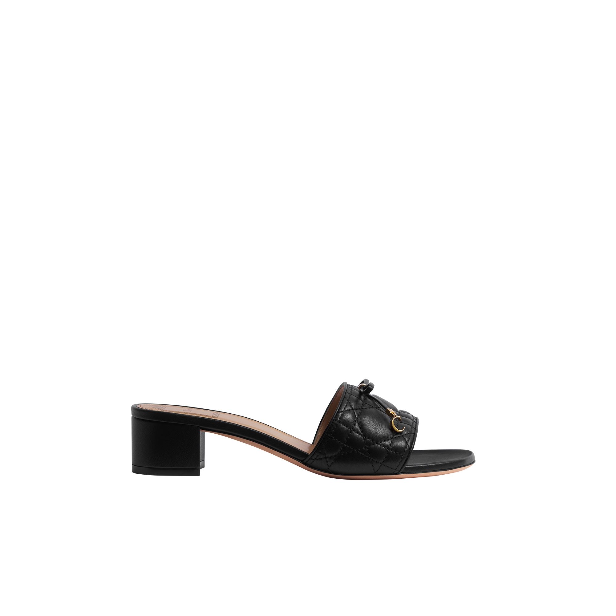 Dior Cannage Heeled Slide Black Quilted Cannage Lambskin E02
