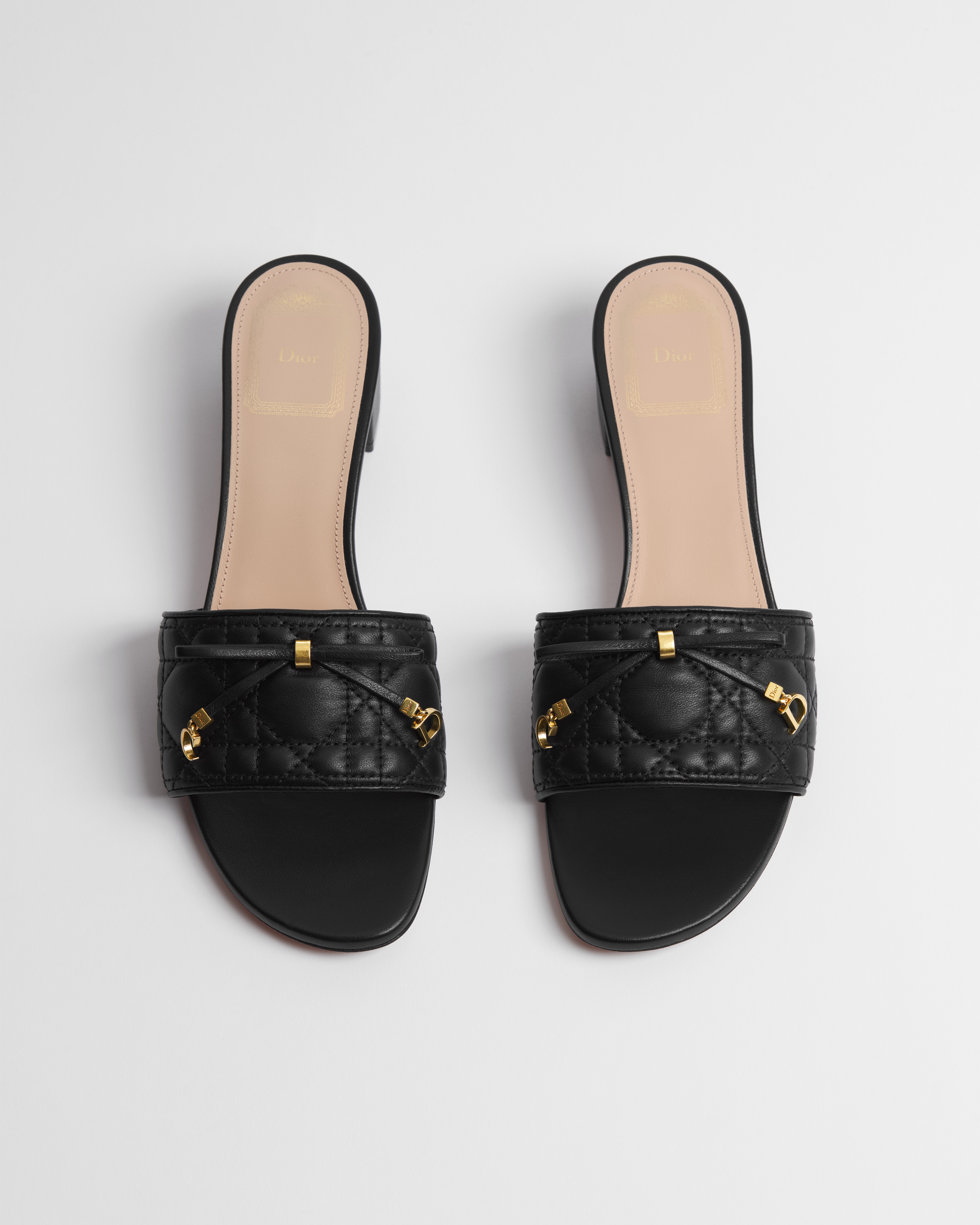Dior Cannage Heeled Slide Black Quilted Cannage Lambskin E01