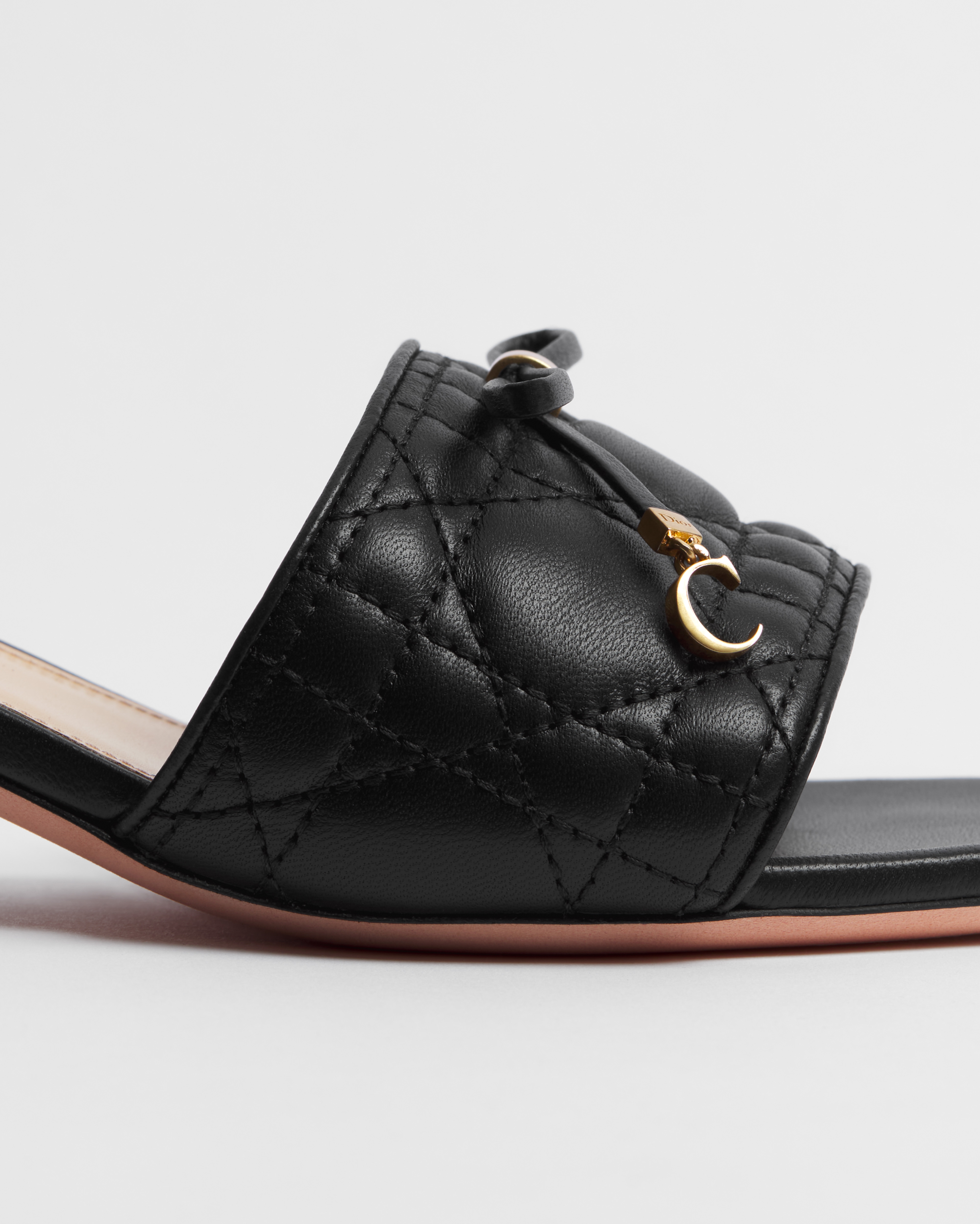 Dior Cannage Heeled Slide Black Quilted Cannage Lambskin E09