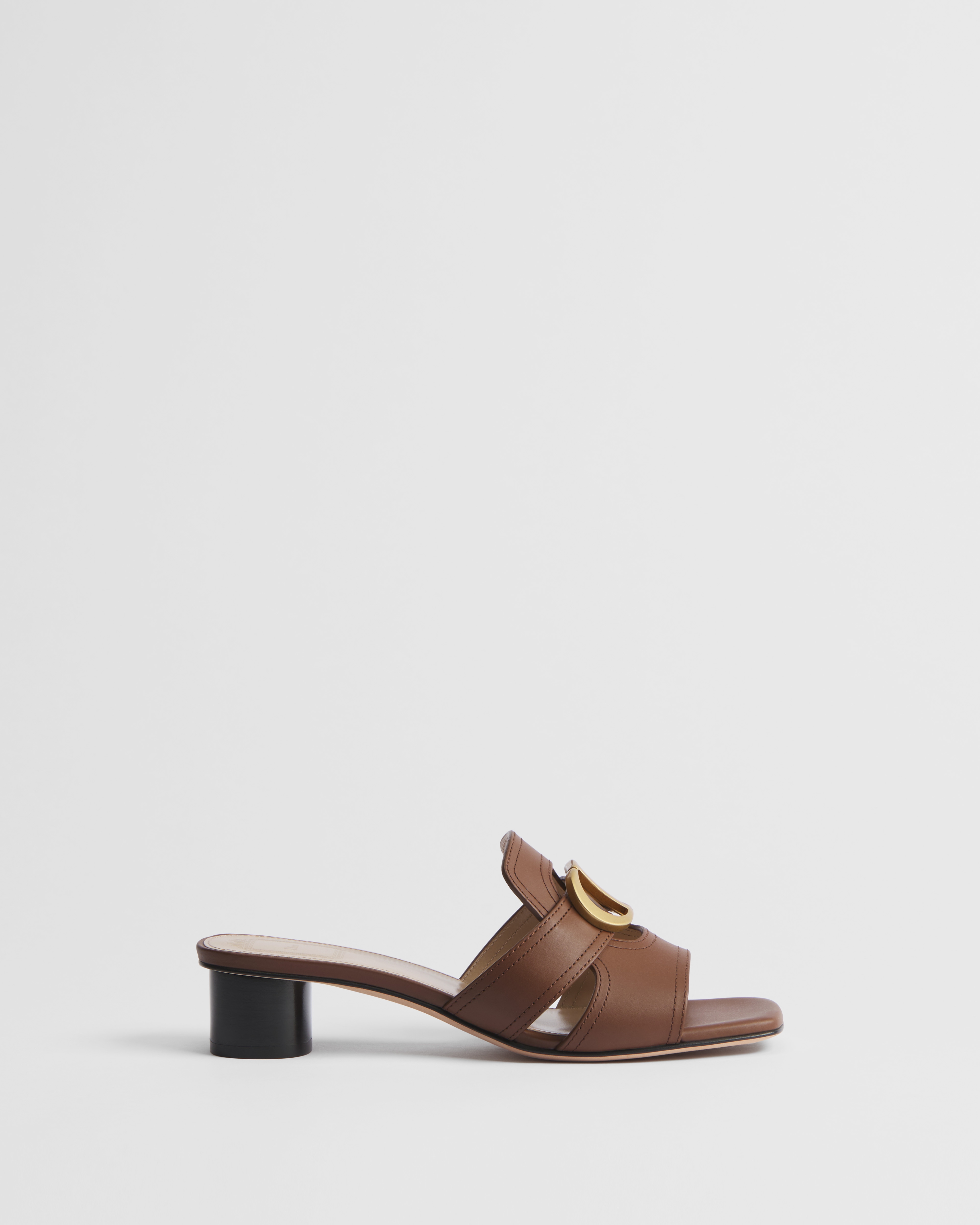 30 Montaigne Heeled Slide Cognac Brown Calfskin E02