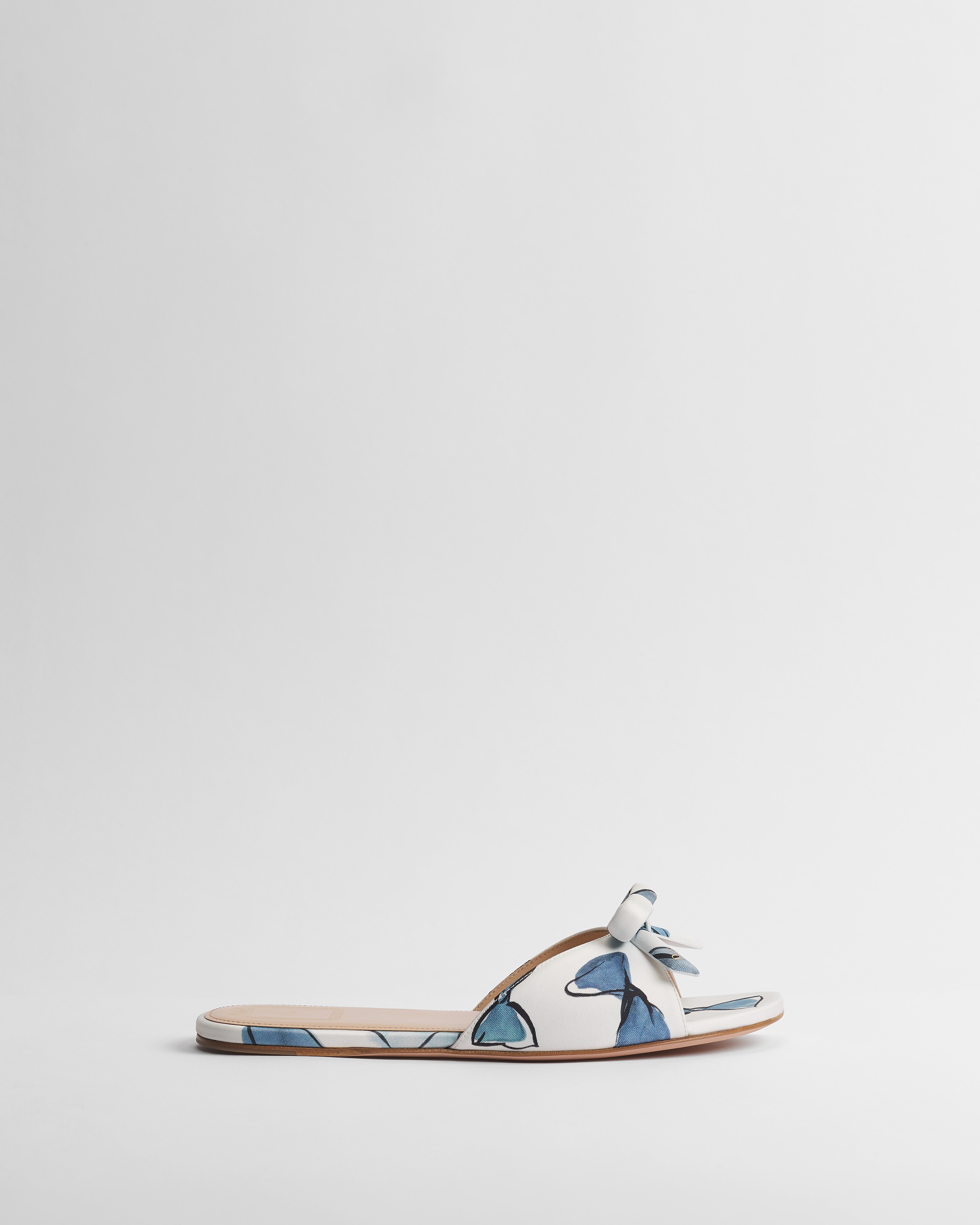 Dioriviera Dior Bow Slide White Technical Twill with Blue Dior Bows Motif E02