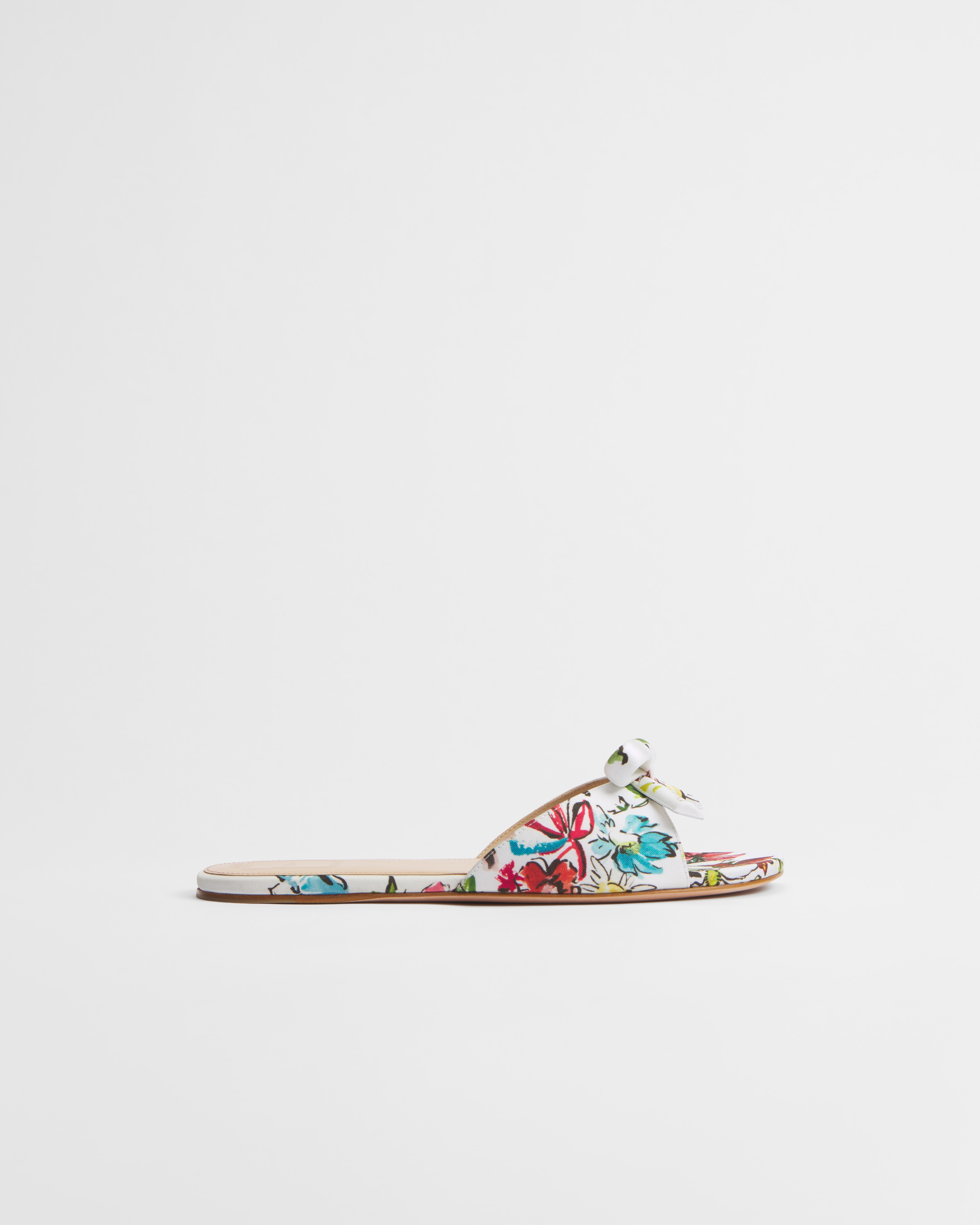 Mule Dior Bow Dioriviera Twill technique blanc à motif Dior Arabesque multicolore E02