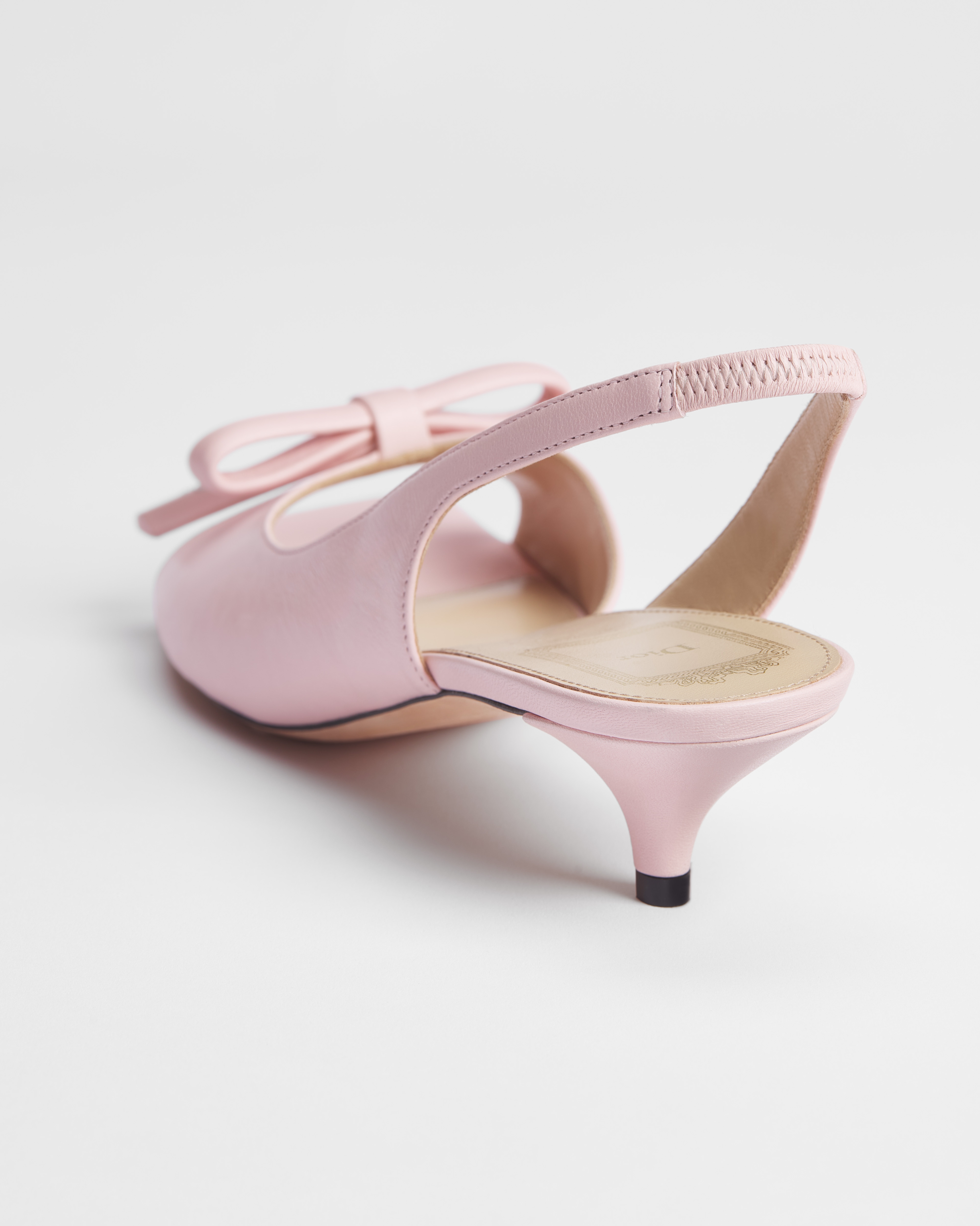 Dior Bow Heeled Slingback Sandal Soupir Pink Lambskin | DIOR