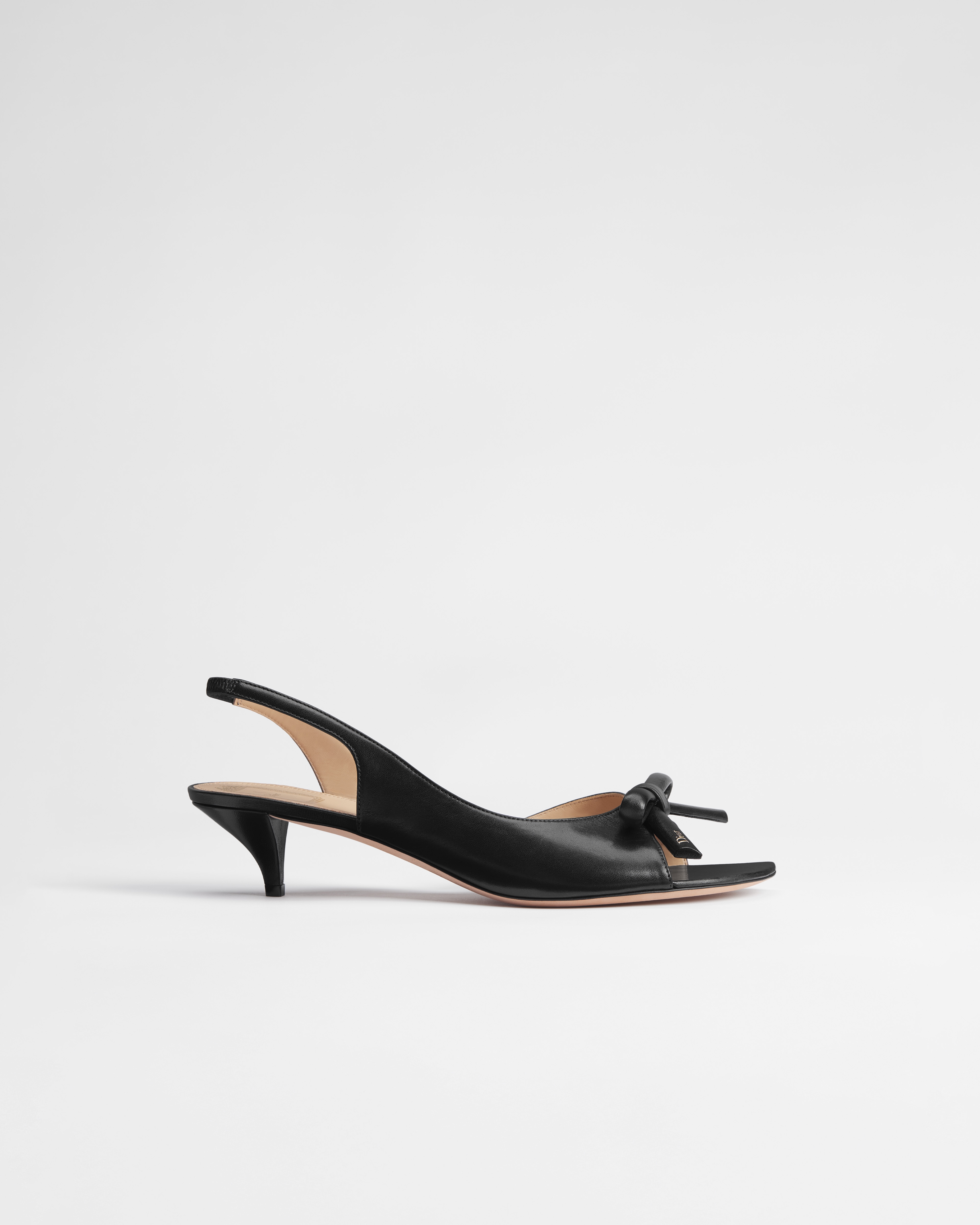 Sandalia slingback de tacón Dior Bow Piel de cordero negra E02