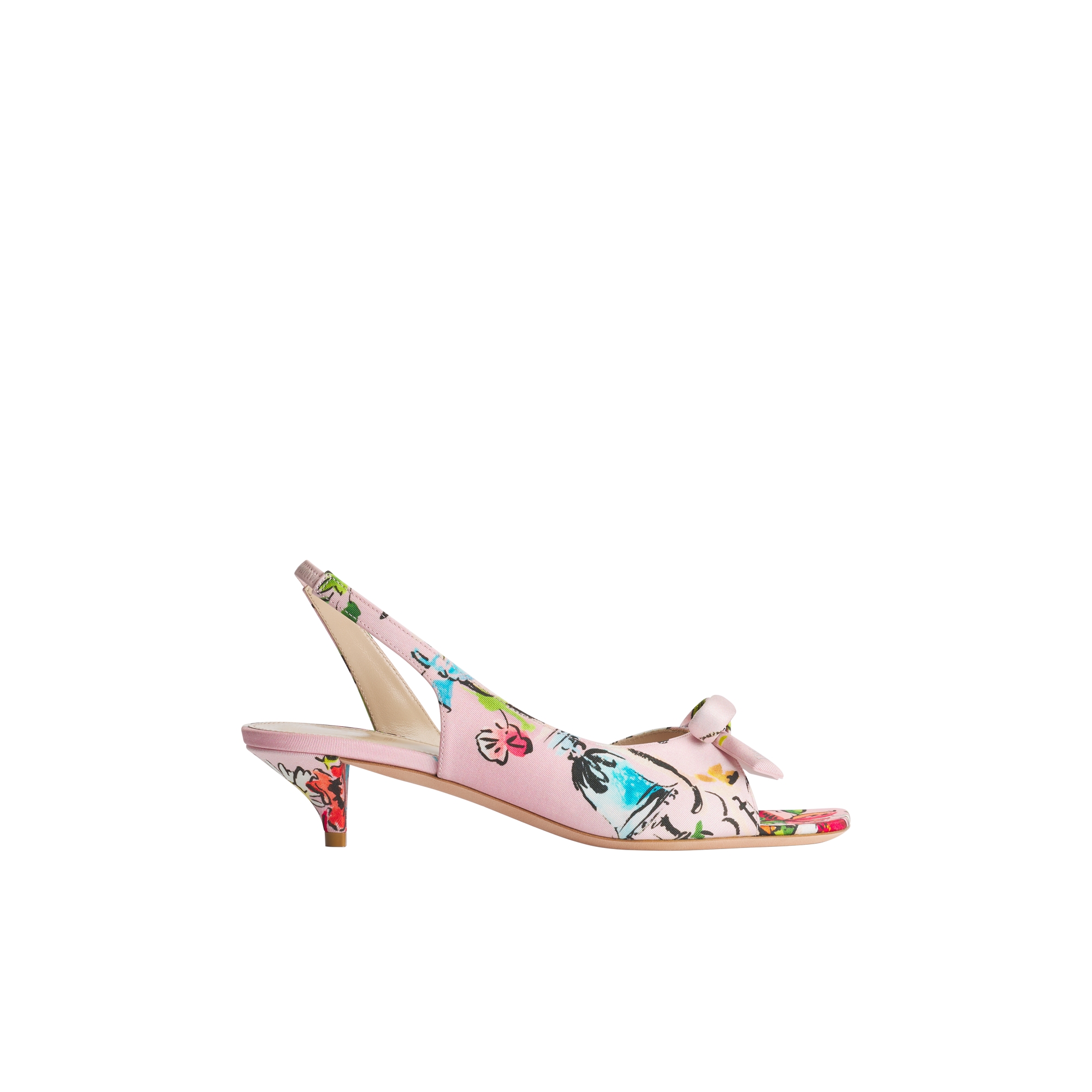 Dioriviera Dior Bow Heeled Slingback Sandal Rose Tendre Technical