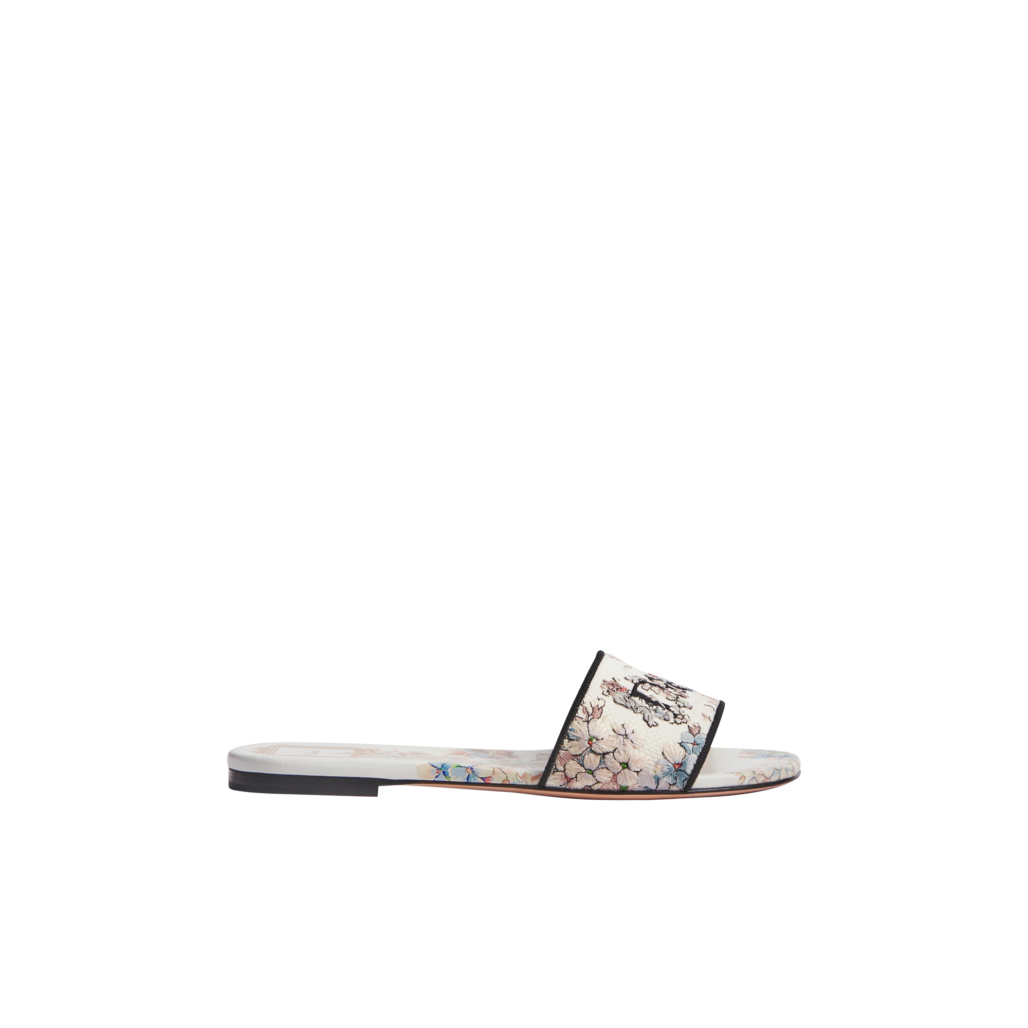 Dway Slide White and Rose des Vents Embroidered Cotton and Dior