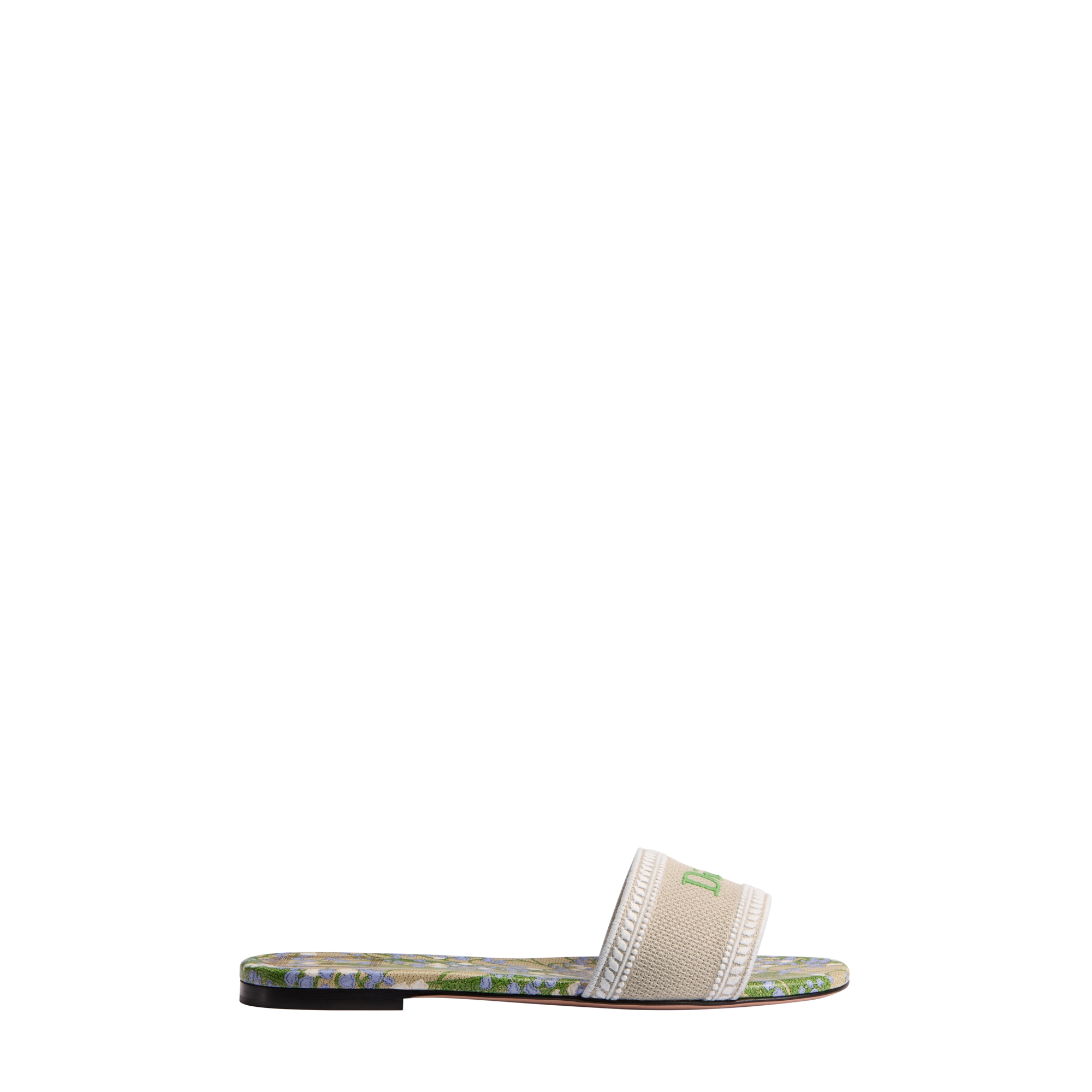 Dway Slide Natural Embroidered Cotton and Multicolor Lily of the