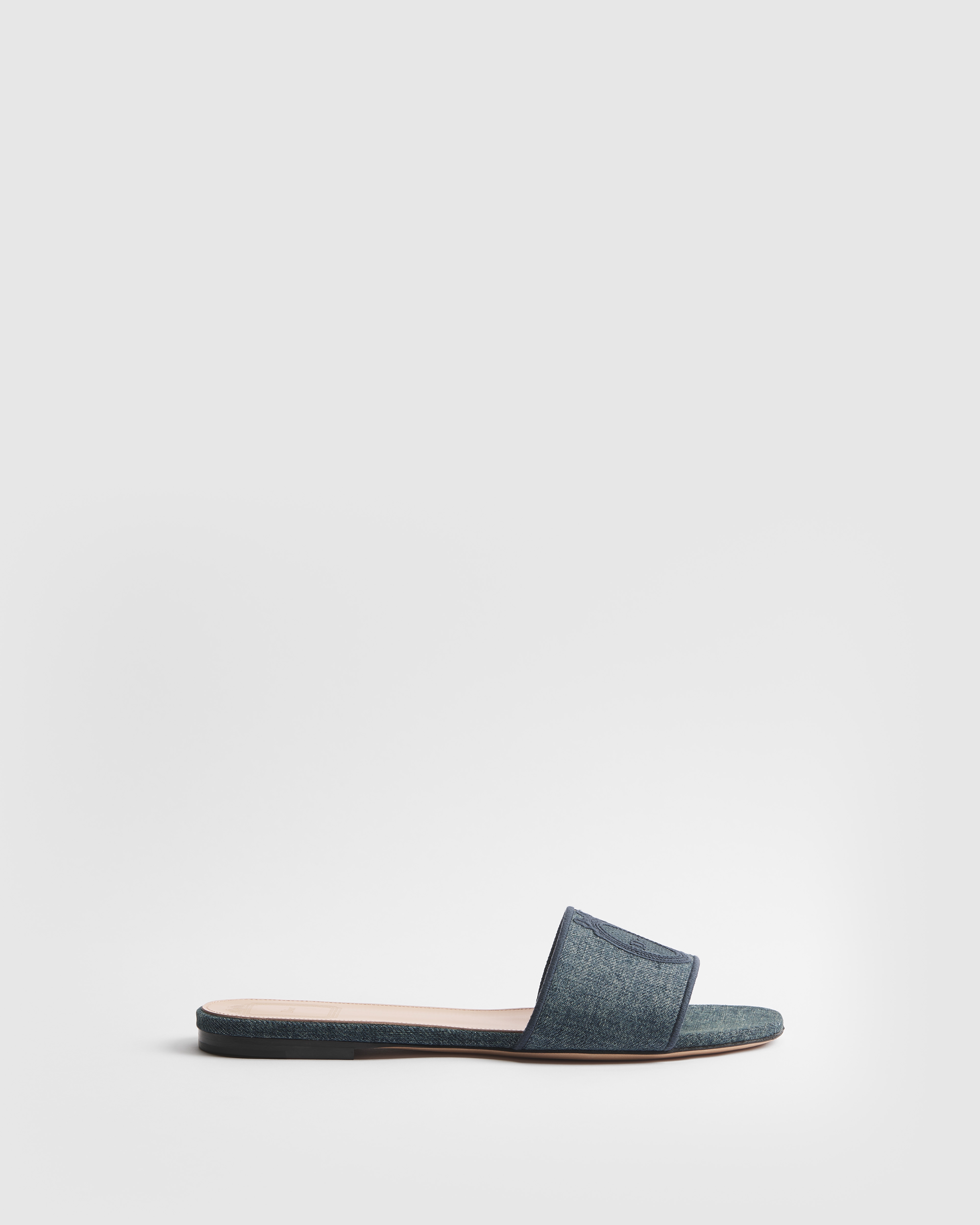 Dior Médaillon Slide Baumwolle mit Stickerei in sattem Blau E02
