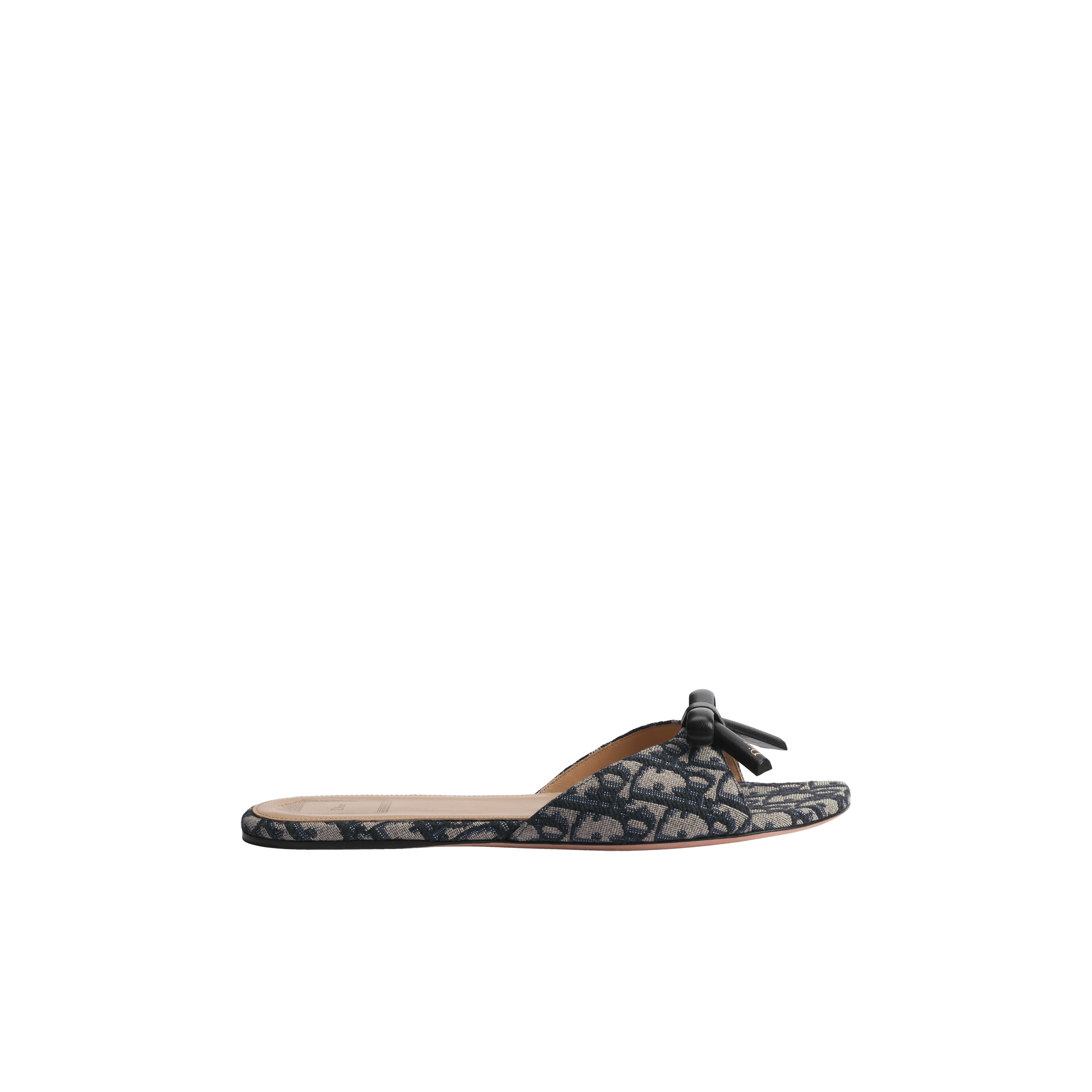 Dior Bow Slide Deep Blue Dior Oblique Embroidered Cotton E02