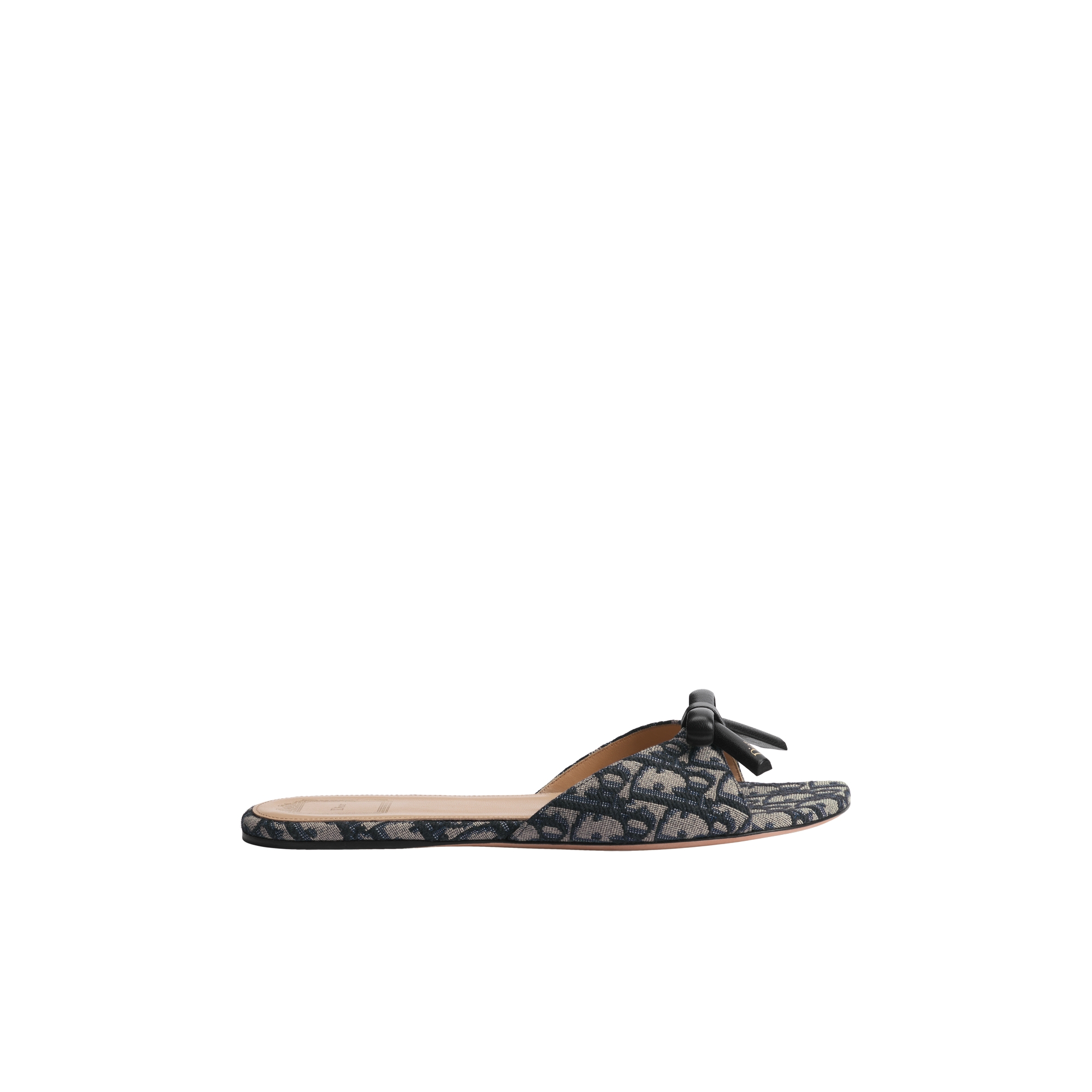 Dior Bow Slide Deep Blue Dior Oblique Embroidered Cotton E02