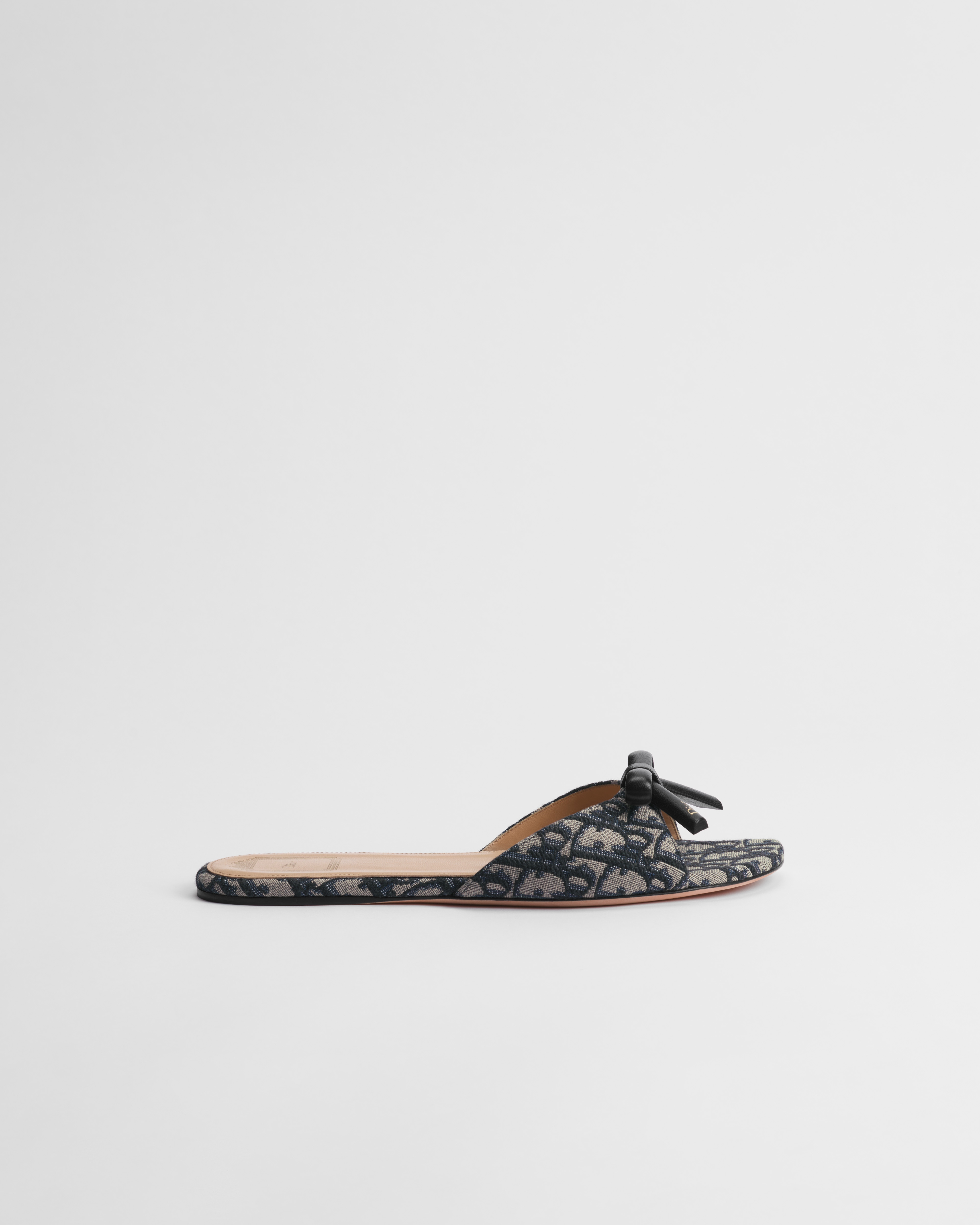 Dior Bow Slide Deep Blue Dior Oblique Embroidered Cotton E02