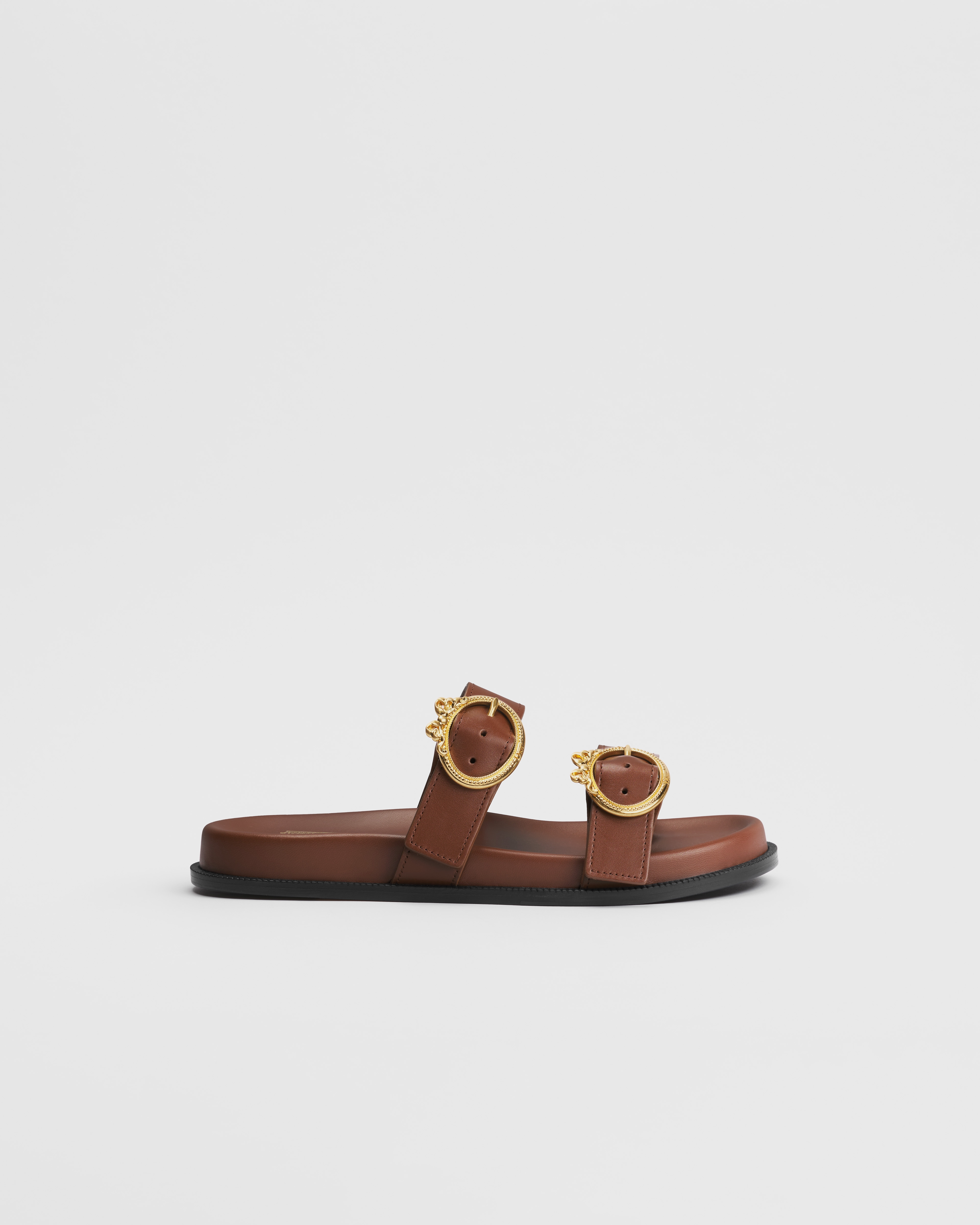 Dior Médaillon Buckle Slide Cognac Brown Calfskin E02