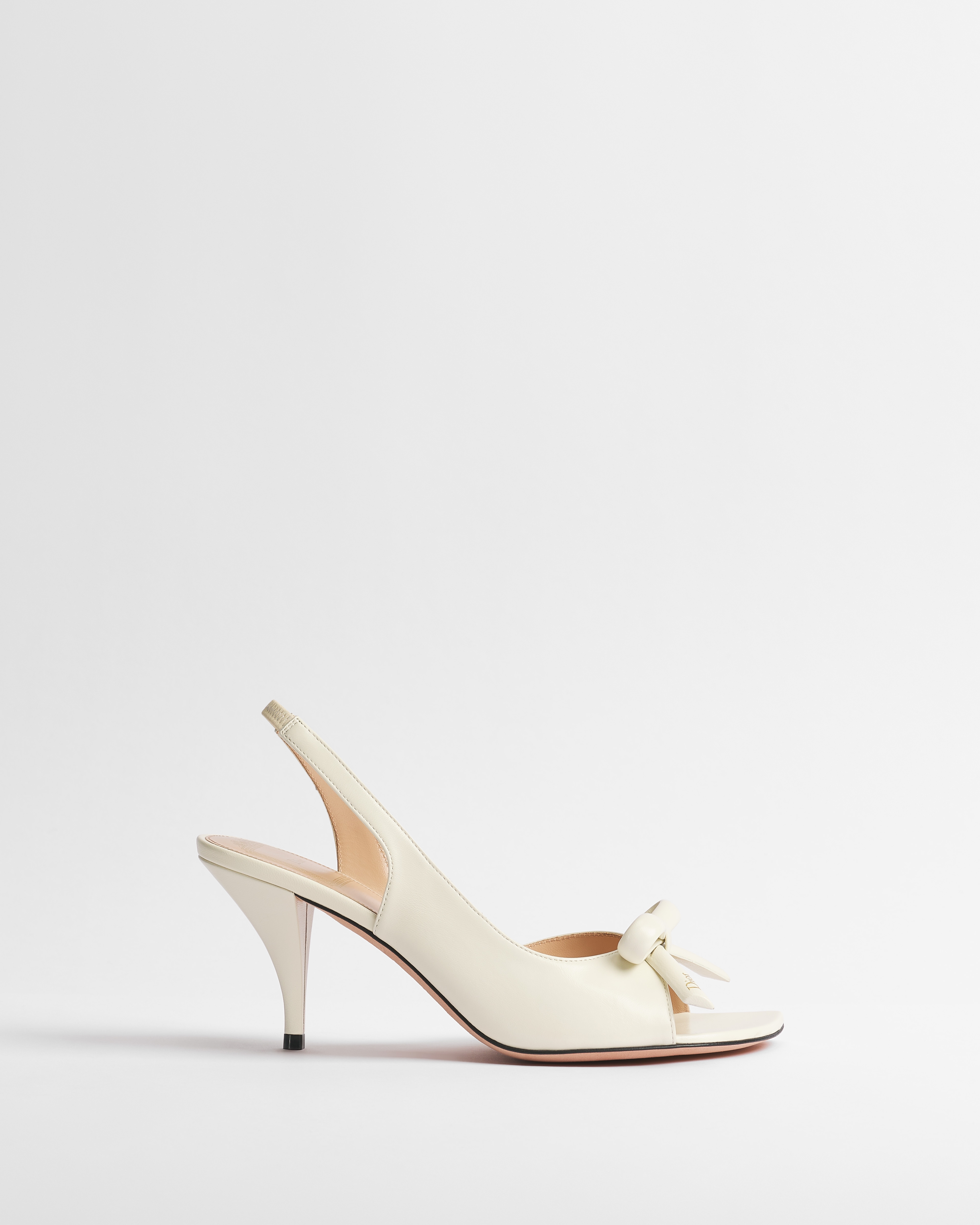 Dior Bow Heeled Slingback Sandal White Lambskin E02